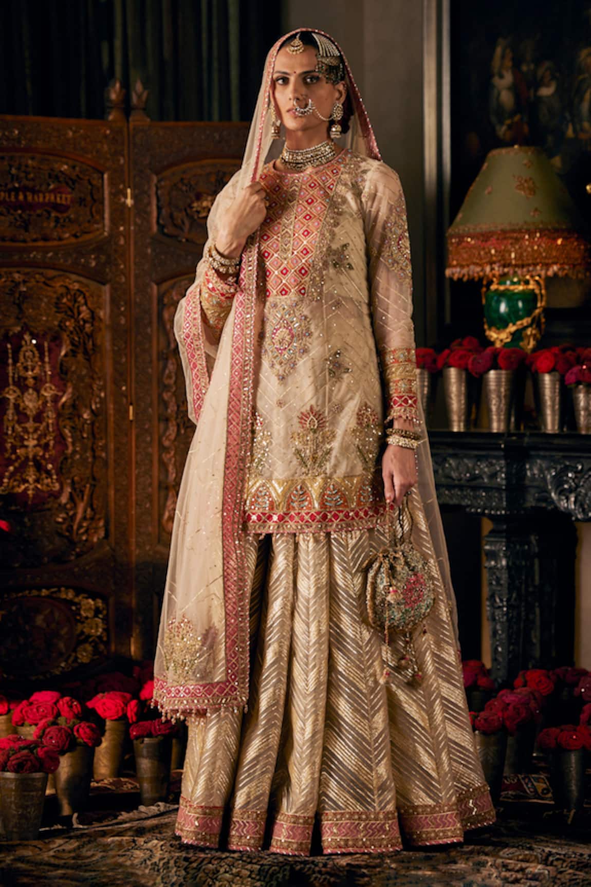 Rimple And Harpreet Narula Ivory Embroidered Kurta Sharara Set 