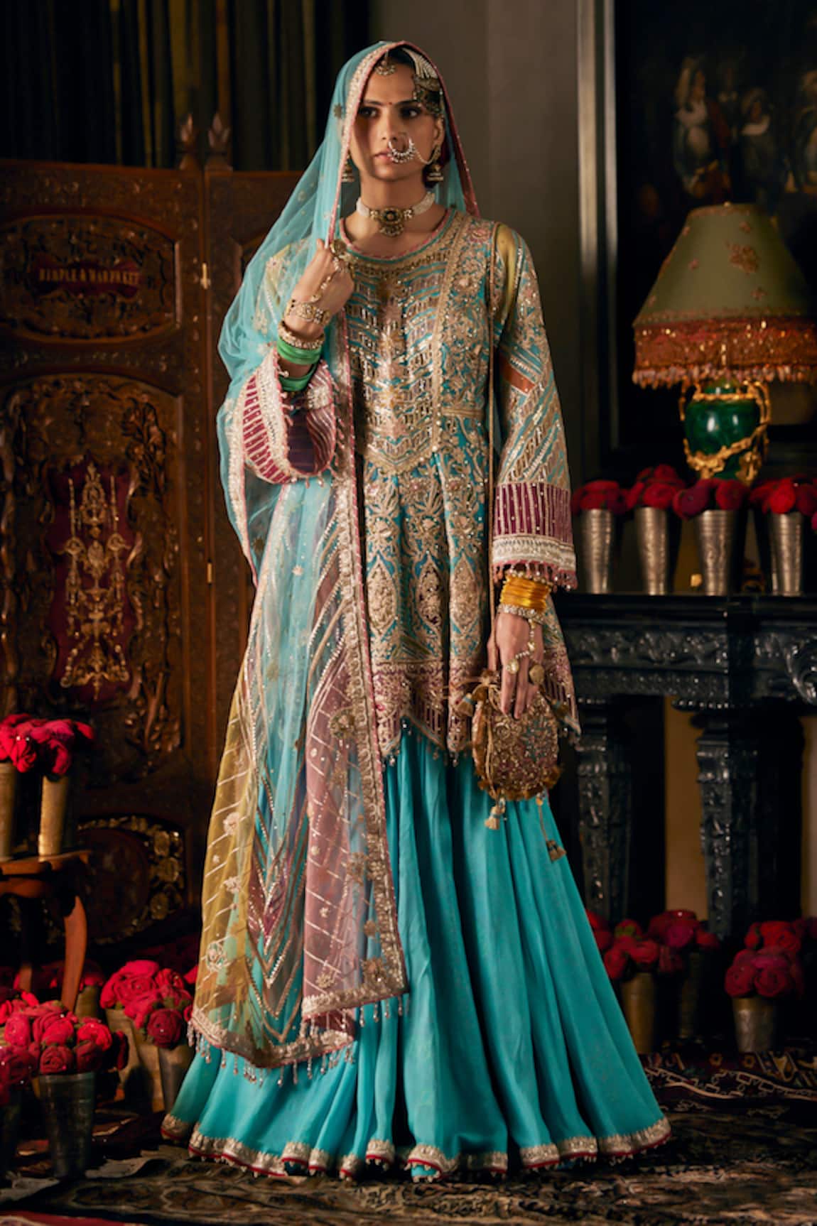 Rimple And Harpreet Narula Floral Embroidered Kurta Sharara Set 