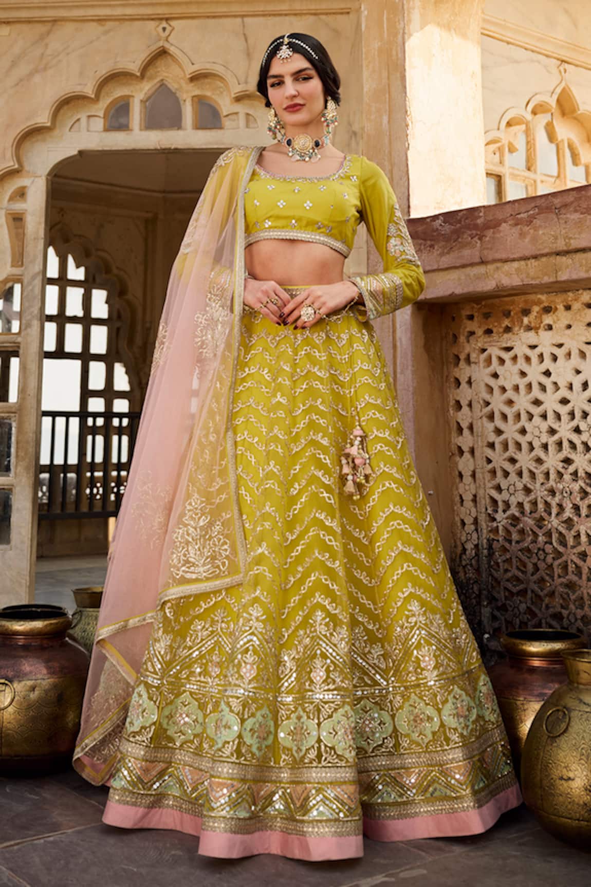 Lashkaraa Floral Zari Embroidered Lehenga Set 