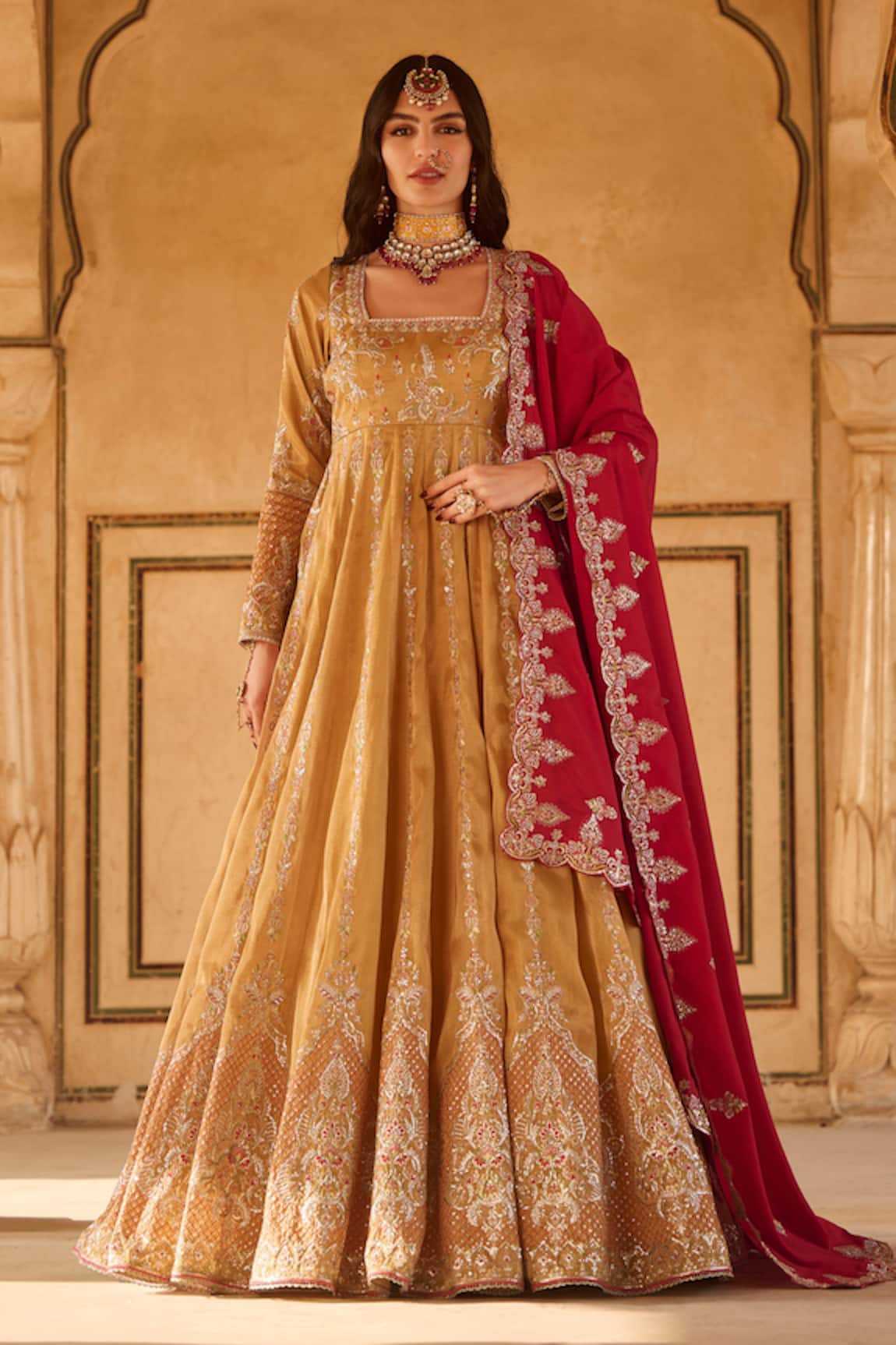 Lashkaraa Floral Embroidered Anarkali Set 