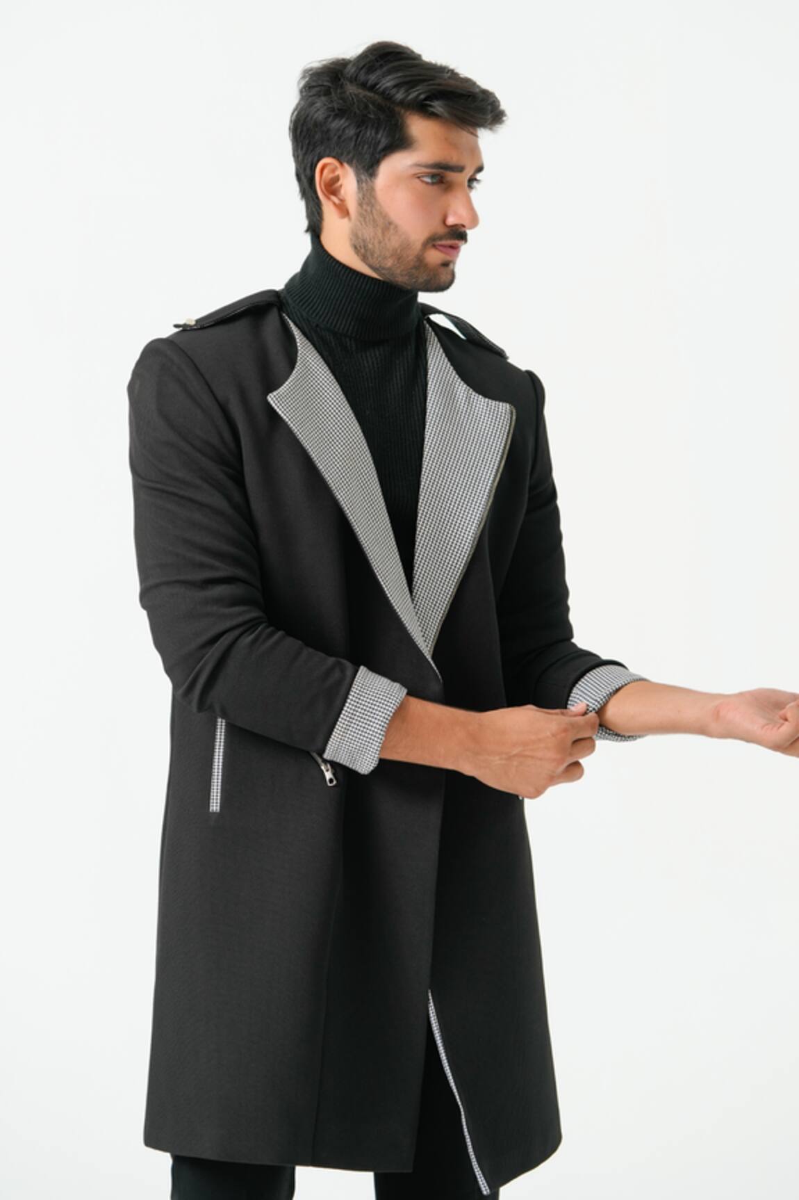 Niloufer By Aasif Ally Black Longline Coat  