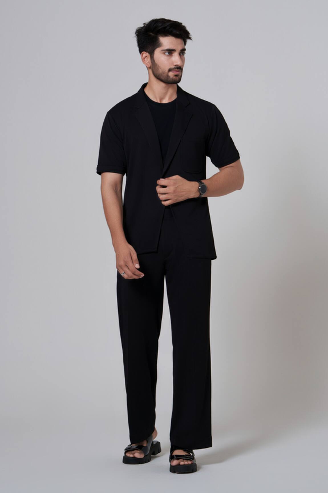 Niloufer By Aasif Ally Black Solid Pant Set