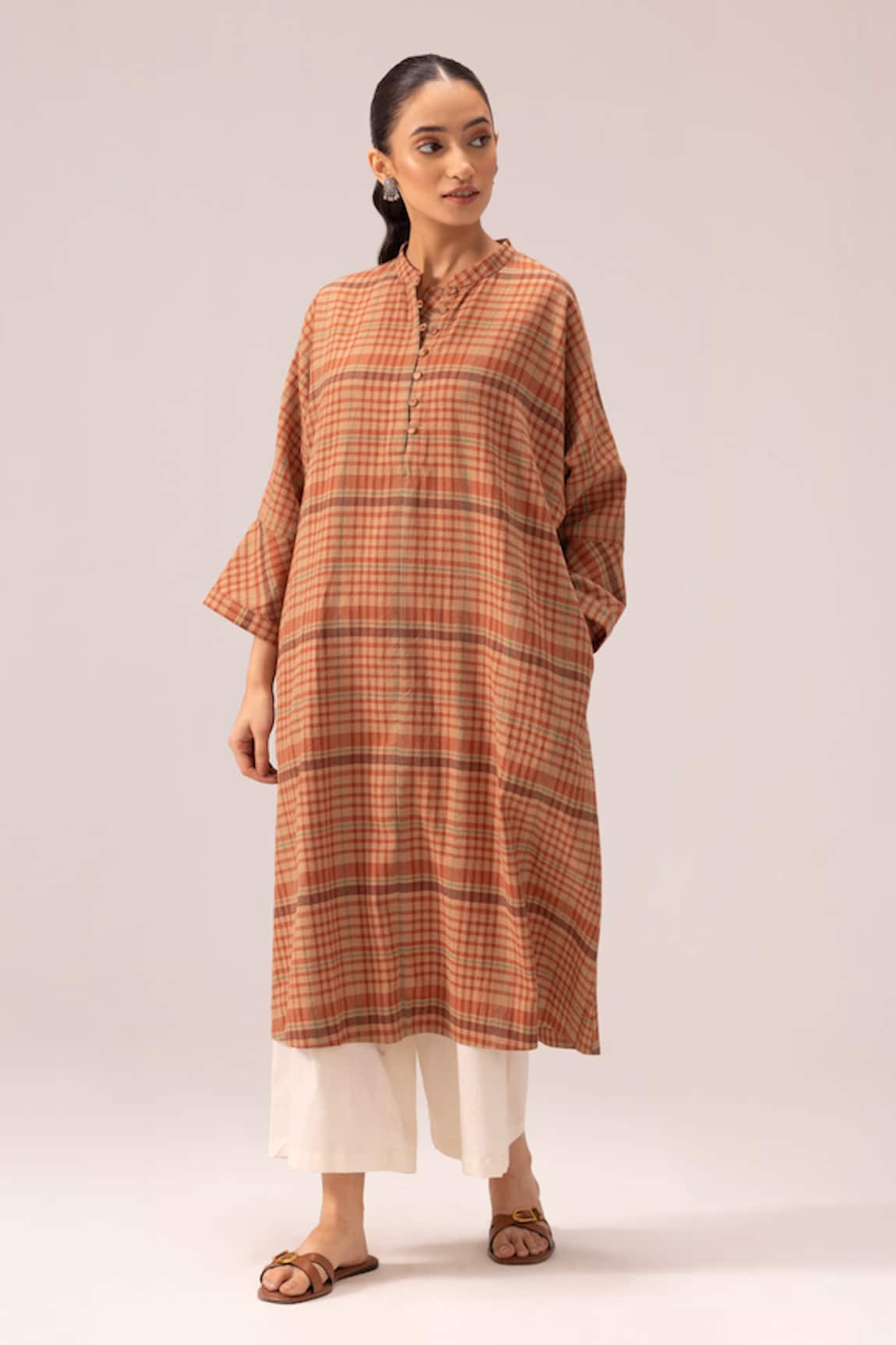 Label Shreya Sharma Brown Handwoven Cotton Kurta Set 