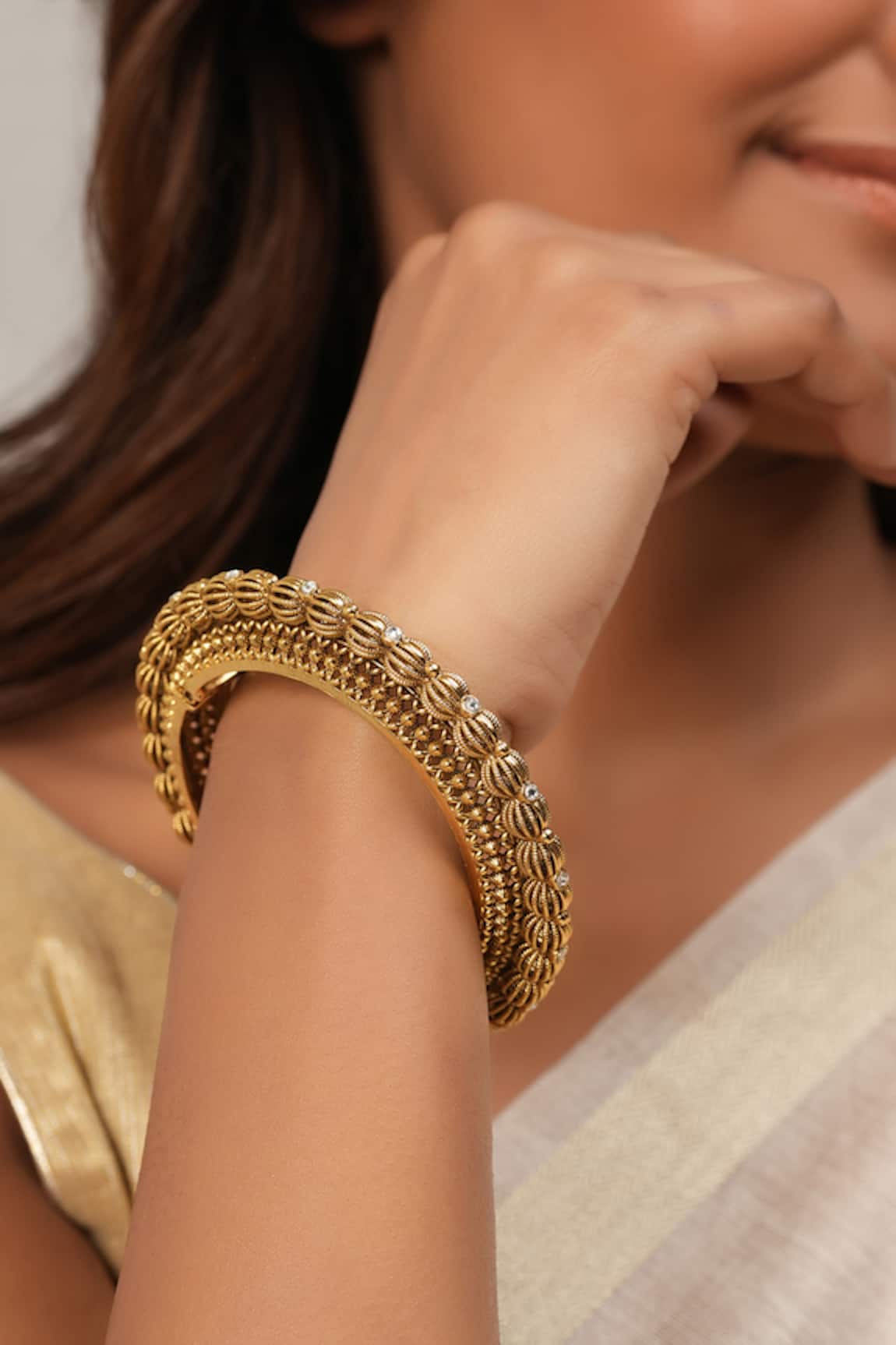 Smars Jewelry Antique Gold Pacheli Kada Bangle 