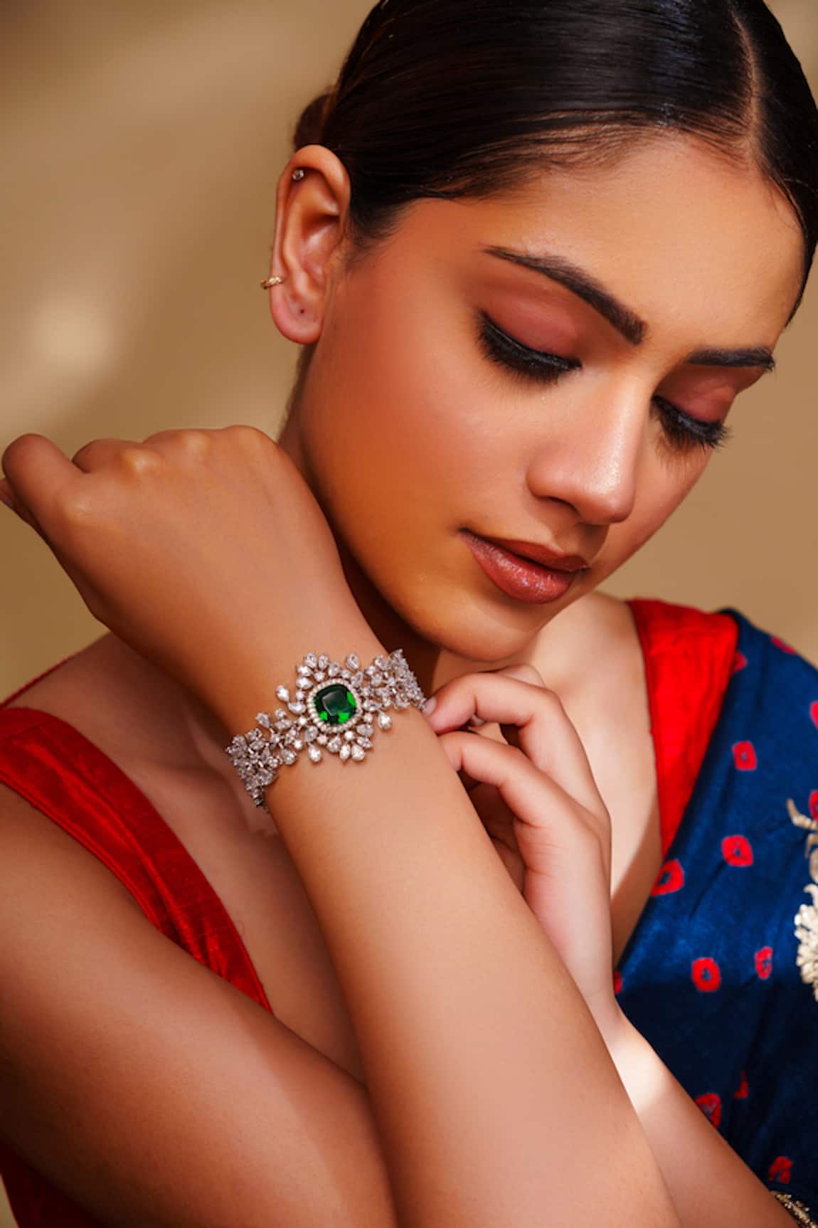 Zevar By Geeta Emerald Embellished Bracelet