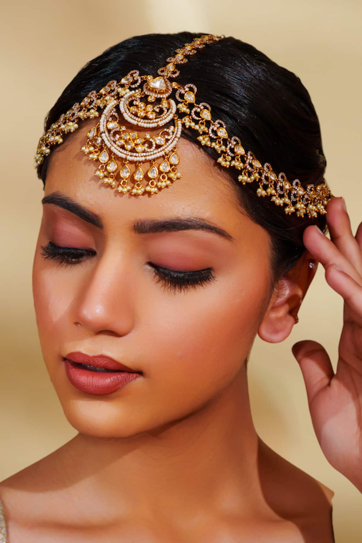 Zevar By Geeta Kundan Polki Mathapatti With Two Tone Finish 