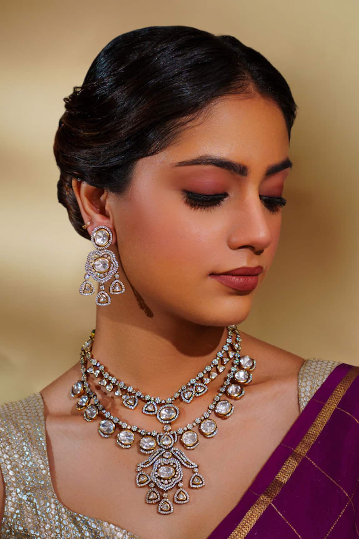 Zevar By Geeta Two Tone Kundan Necklace Set 