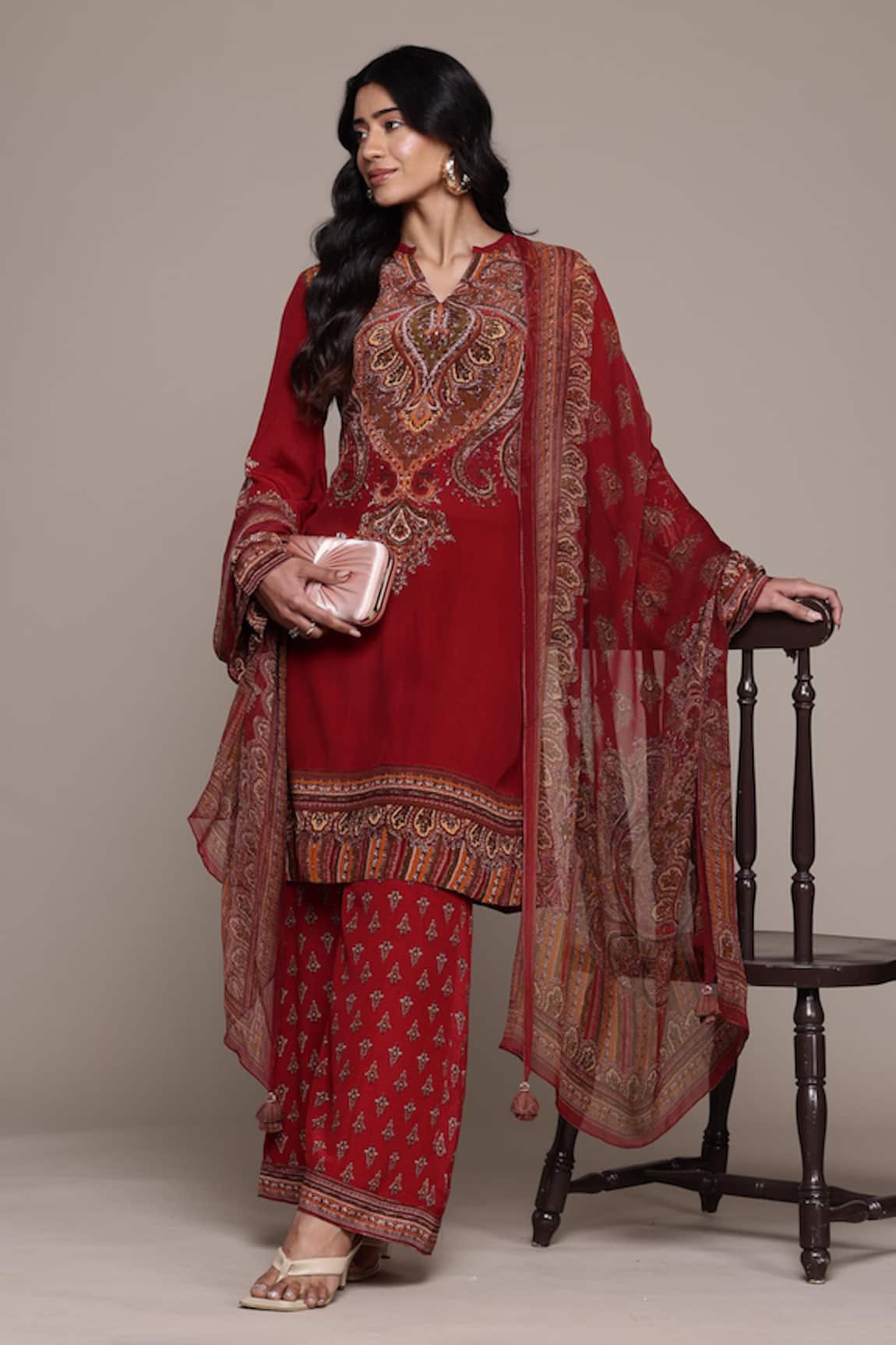 Ritu Kumar Red Adrika Kurta Set 