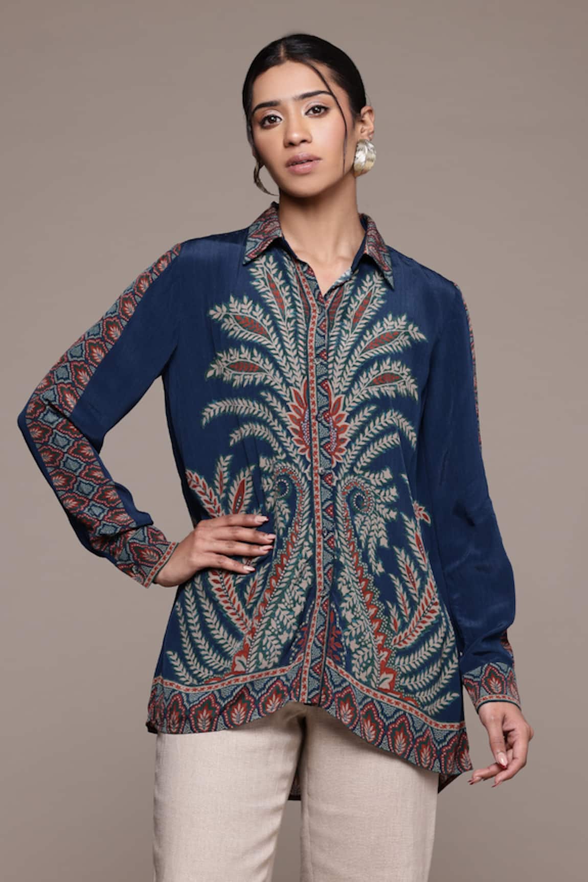 Ritu Kumar Designer Blue Arith Shirt 