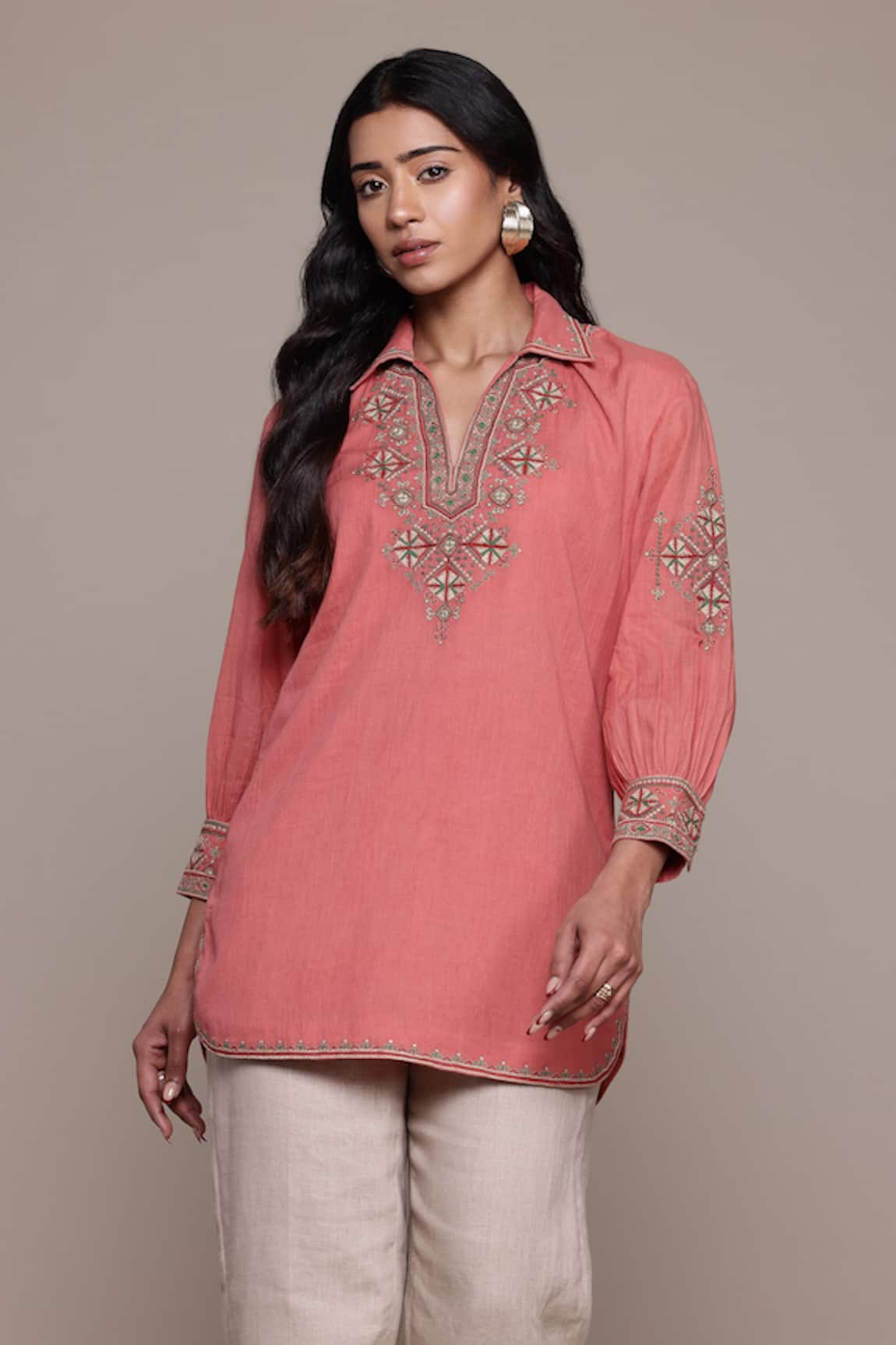 Ritu Kumar Embroidered Peach Essential-Daksha Kurti 