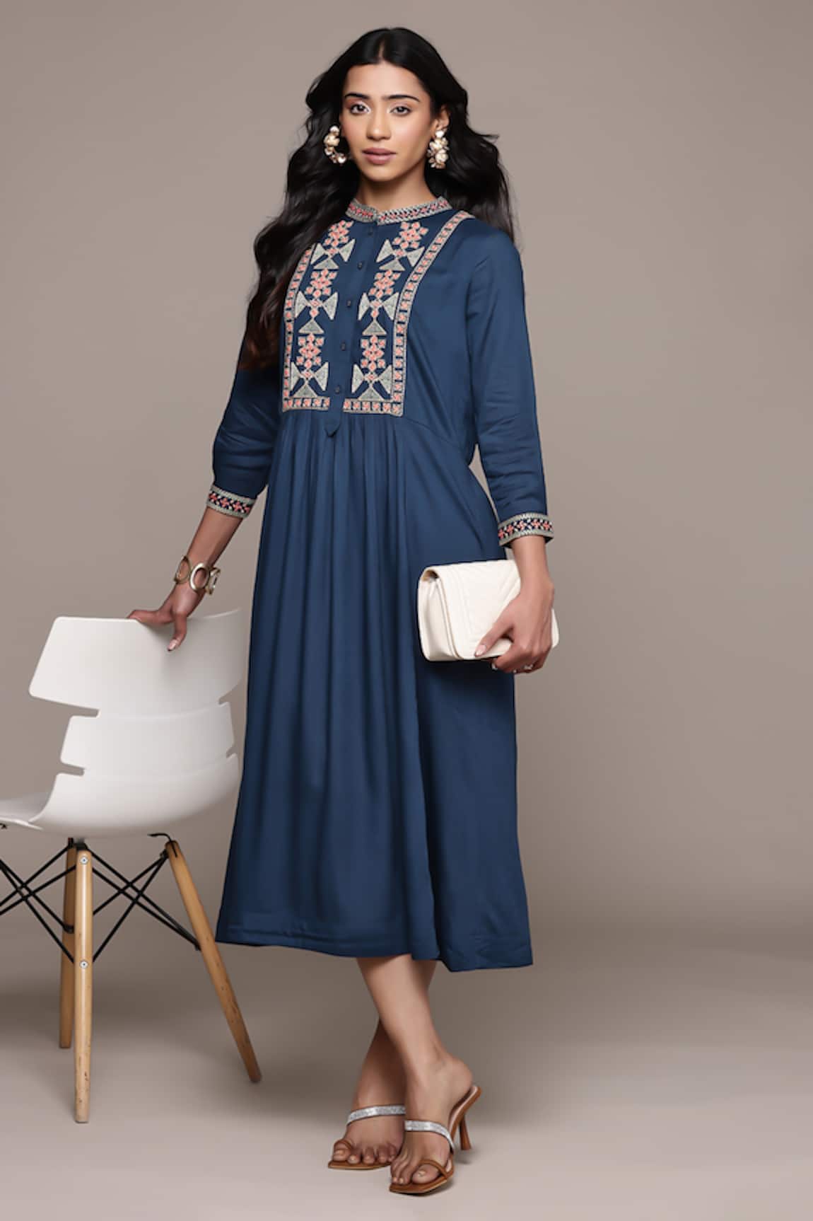 Ritu Kumar Blue Essential-Vasudha Long Dress 