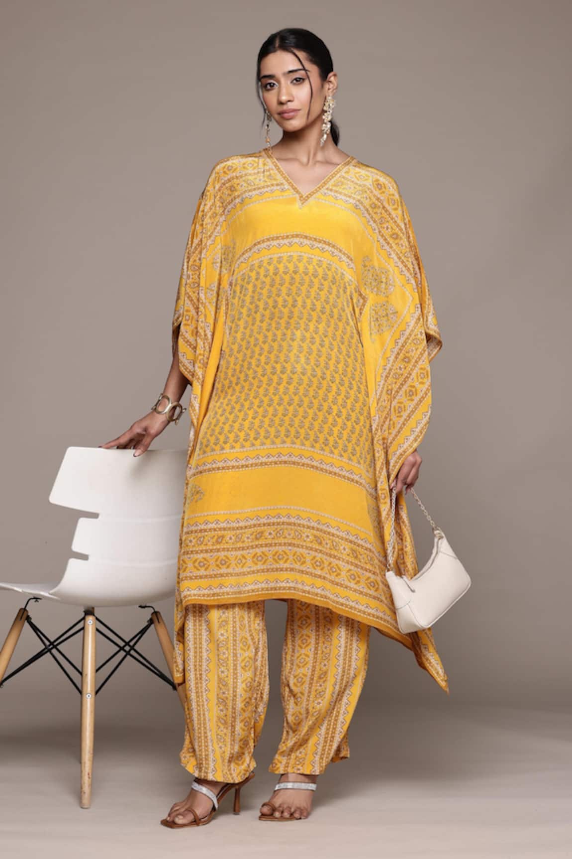 Ritu Kumar Printed Yellow Kurta Set With Pant 