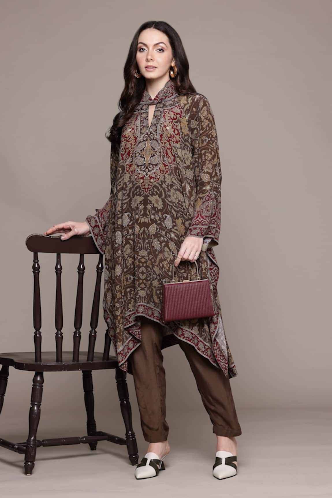 Ritu Kumar Brown Printed Kurta Set 