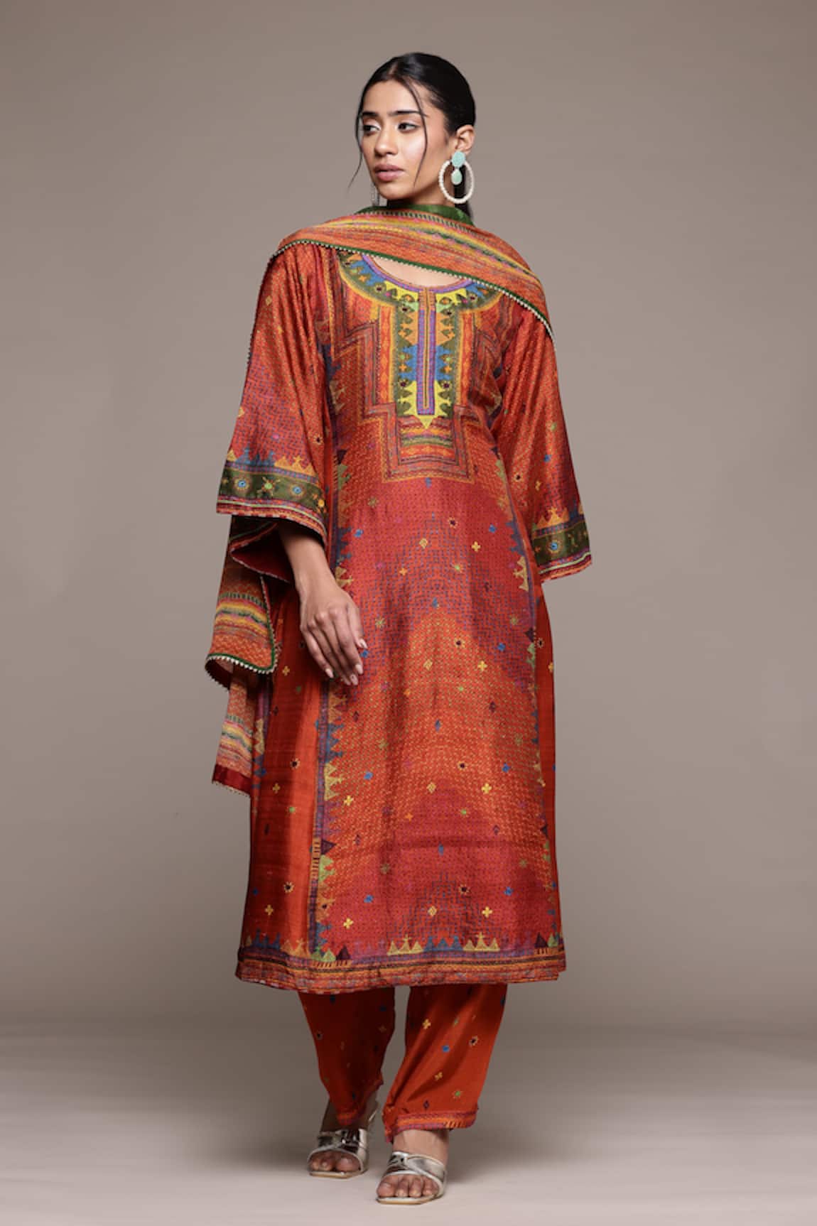 Ritu Kumar Brick Multi Kantara K Kurta Set 