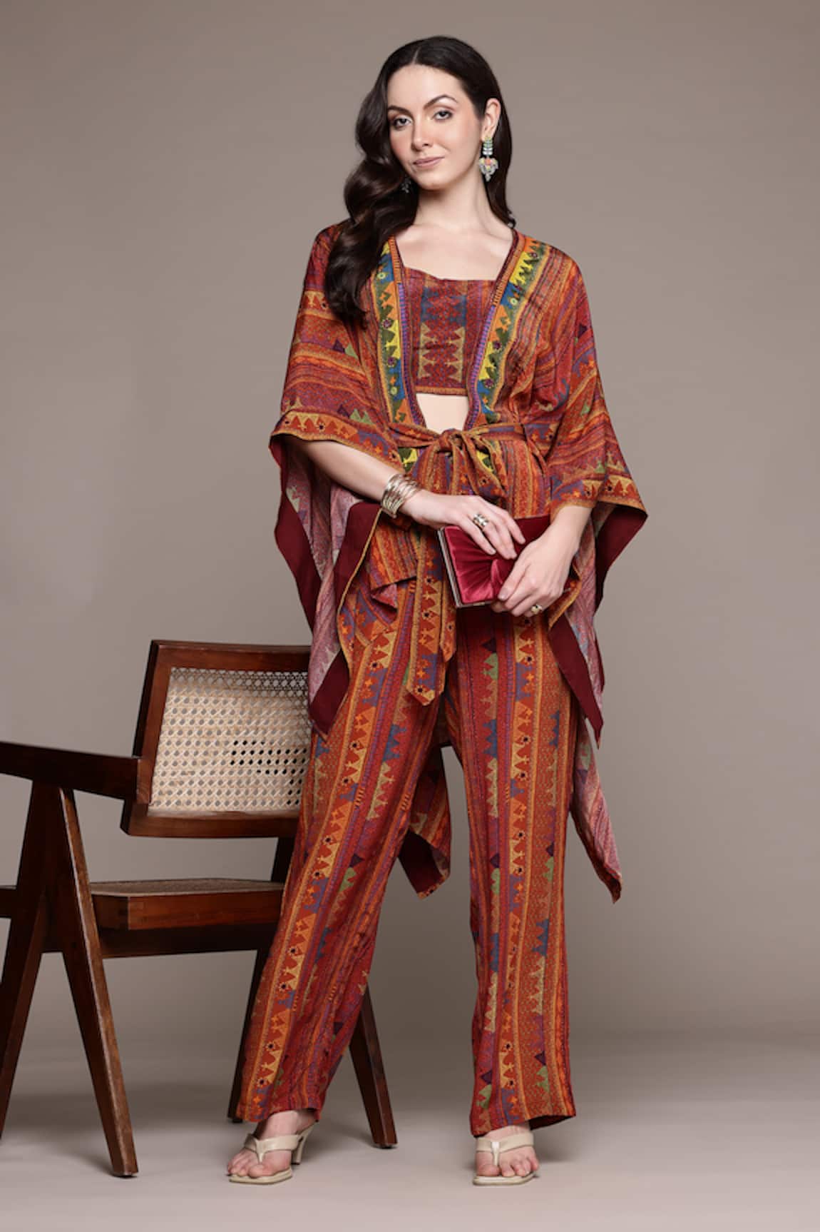 Ritu Kumar Kantara K Cape Set with Pant & Bustier 