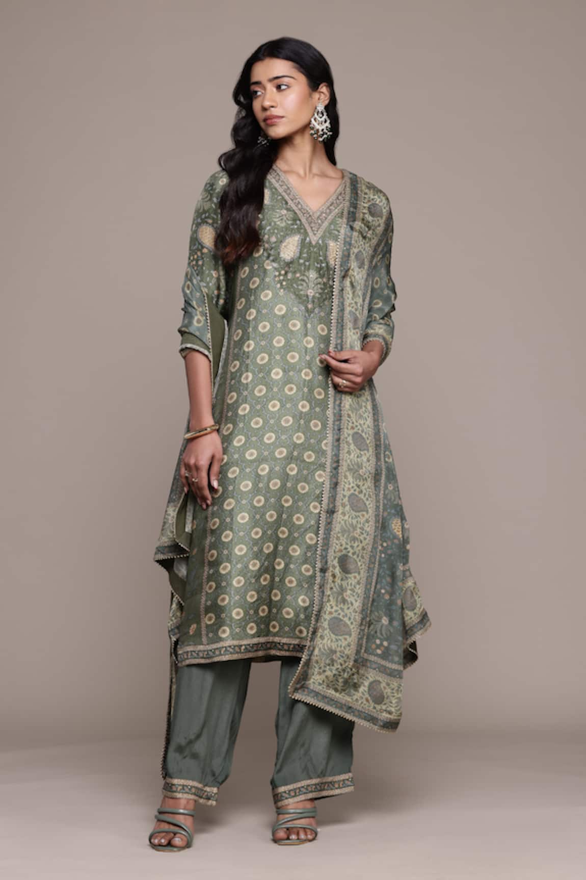 Ritu Kumar Khaki Pineapple K Kurta Set 