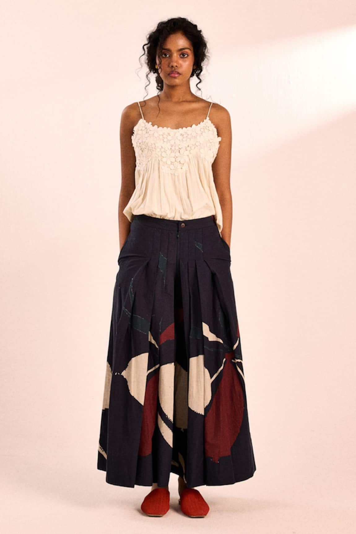 Kharakapas Coca Cola Mul Flared Pleated Trouser 