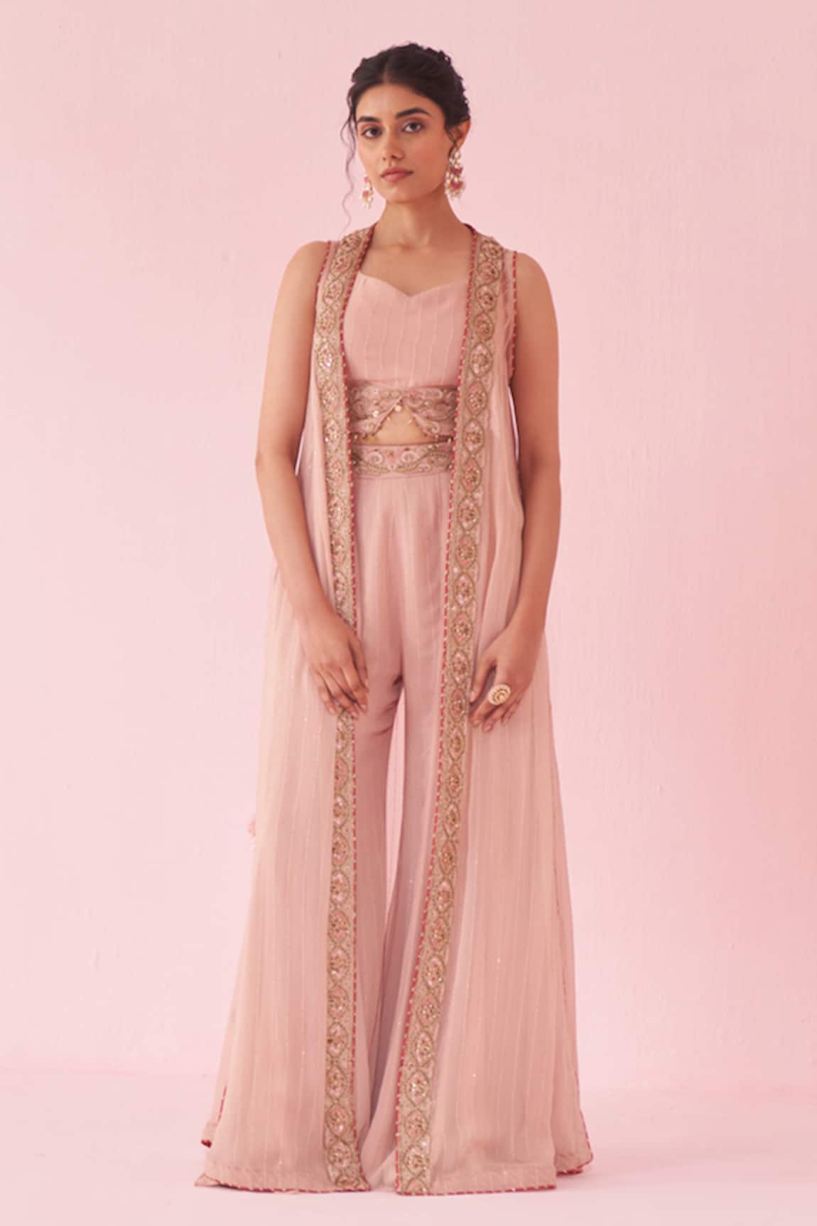 Studio Bagechaa Embroidered Blush Pink Sharara Set 