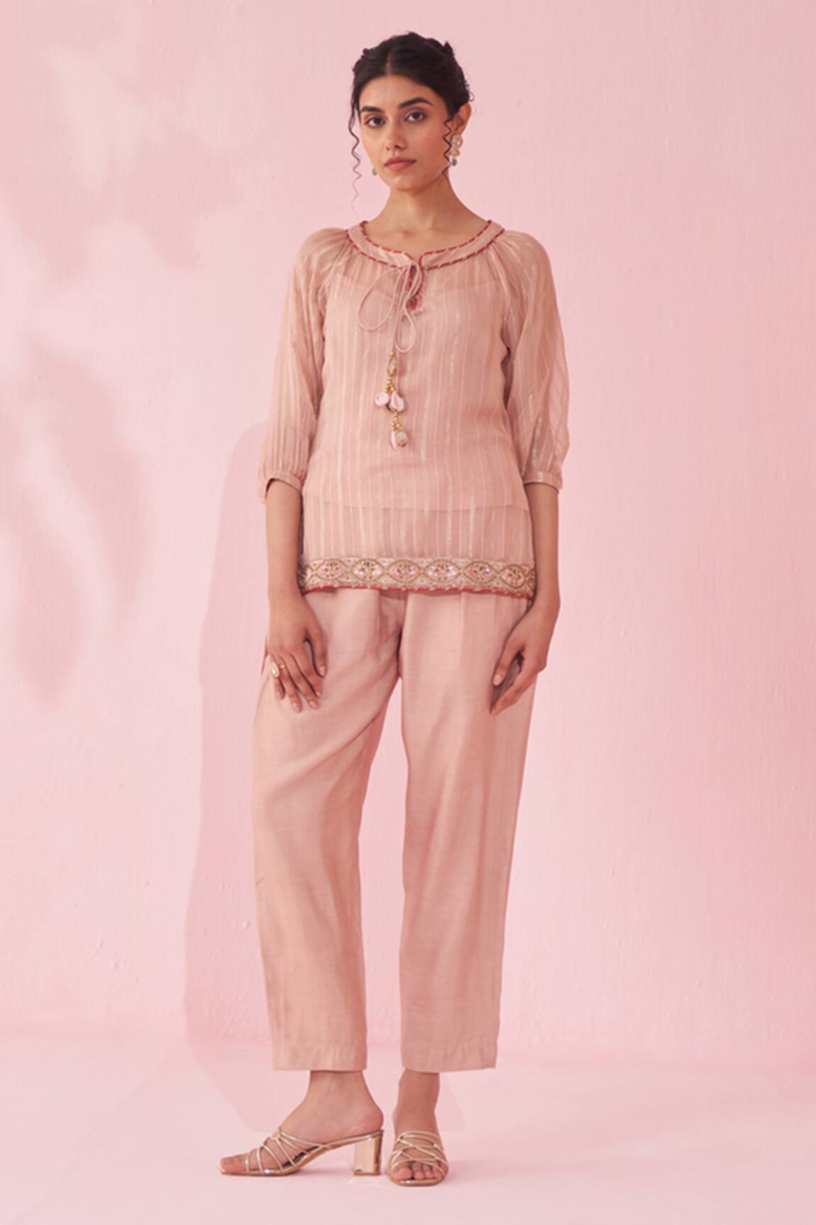 Studio Bagechaa Blush Pink Tunic Pant Set 