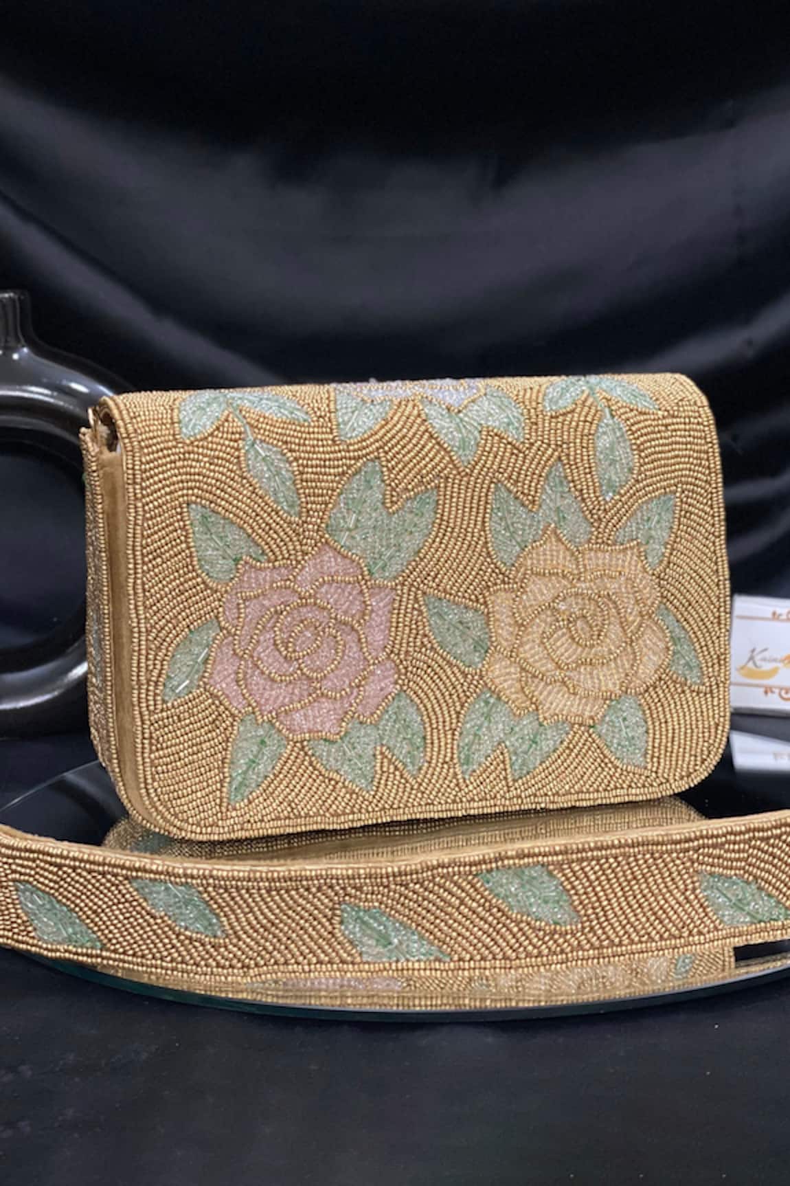 Kainiche by Mehak Gold Sequined Handbag 