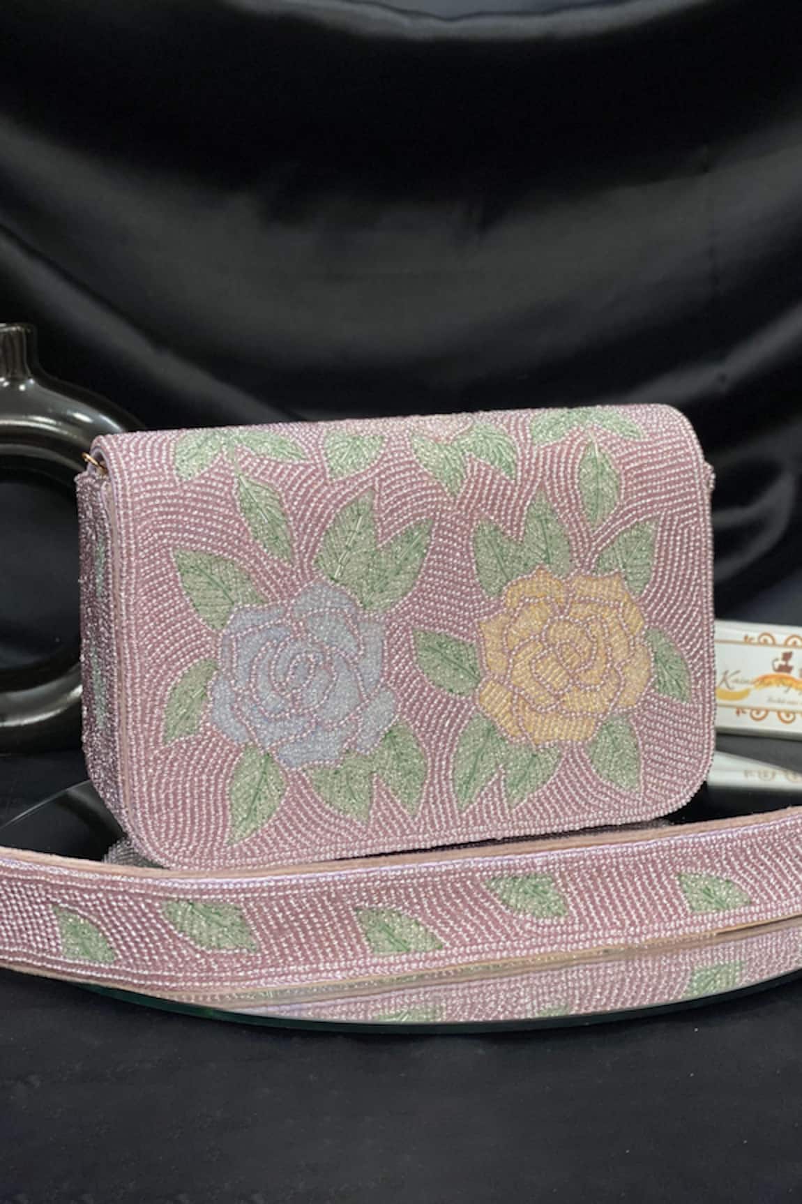 Kainiche by Mehak Lilac Sequined Handbag 