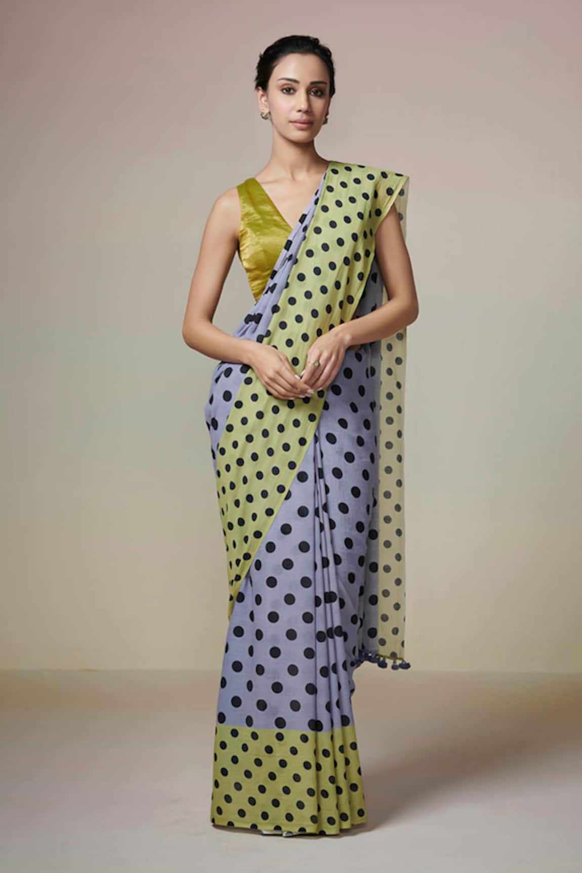 Dressfolk Printed Handloom Cotton Saree with Running Blouse