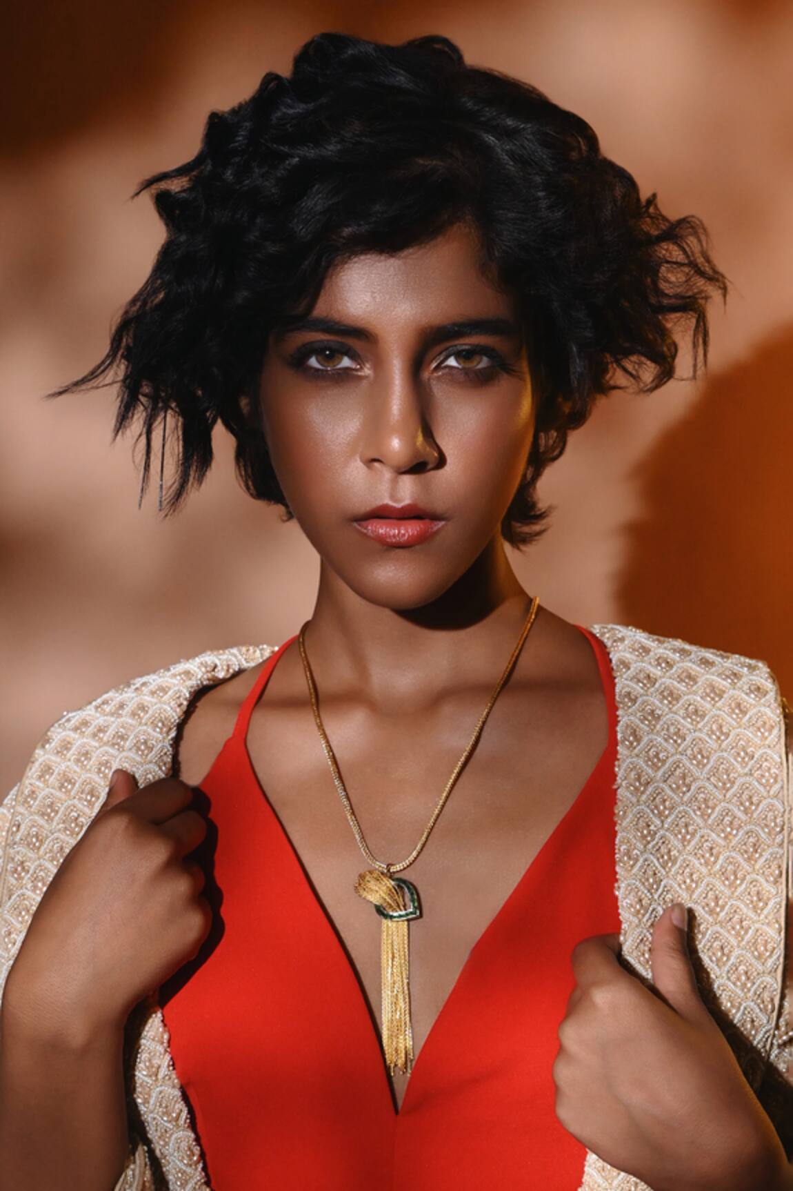 Trupti Mohta Gold Cascade Pendant Necklace 