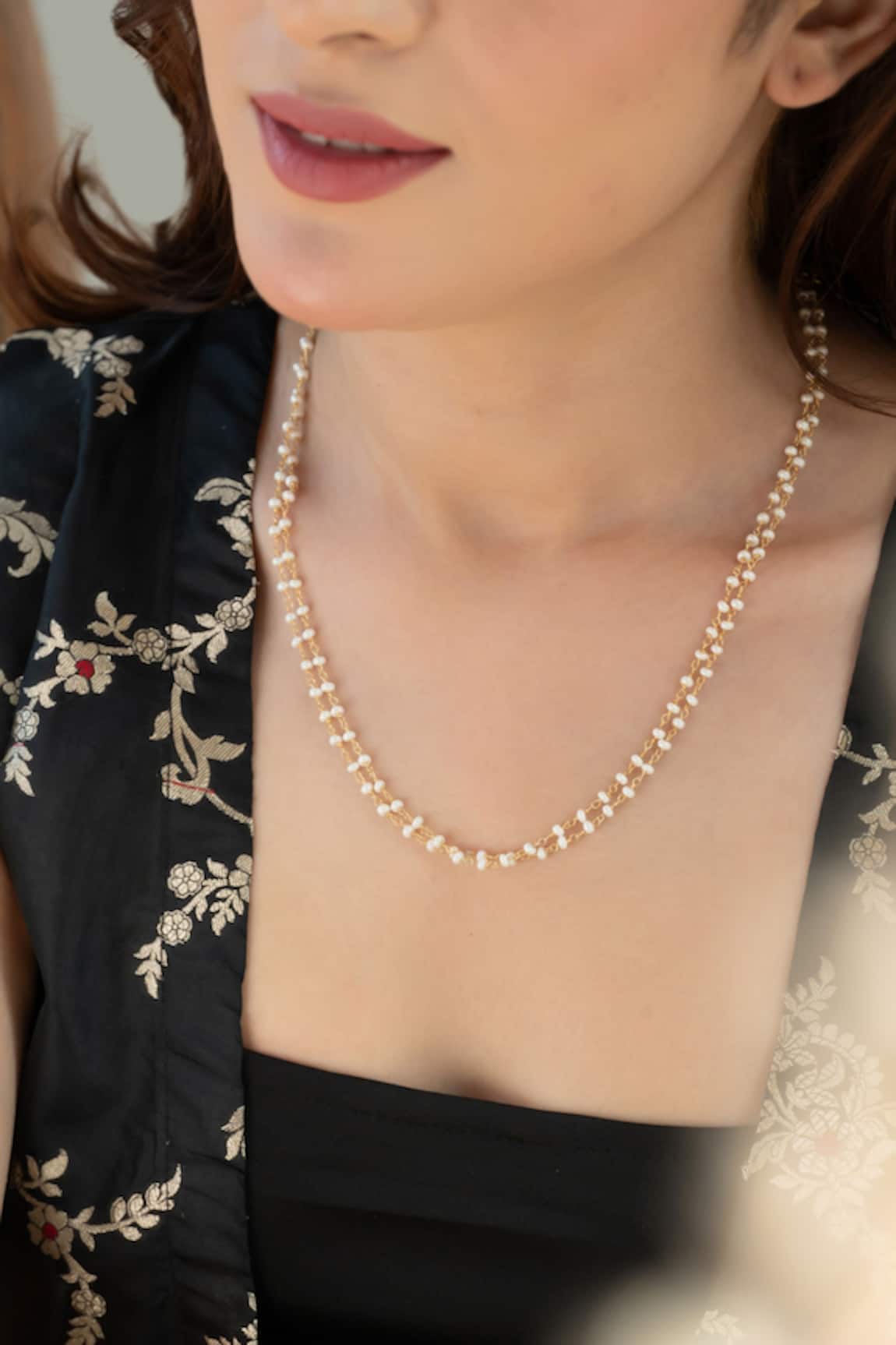 Do Taara Gold Pearl Contemporary Necklace