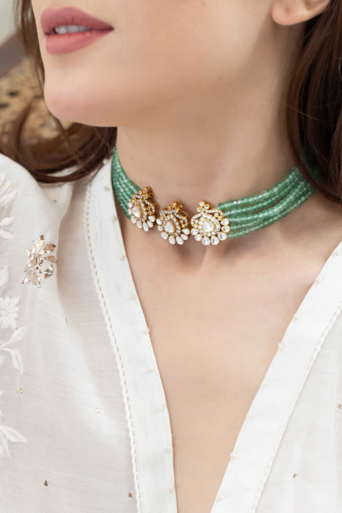 Do Taara Mint Polki Choker Necklace