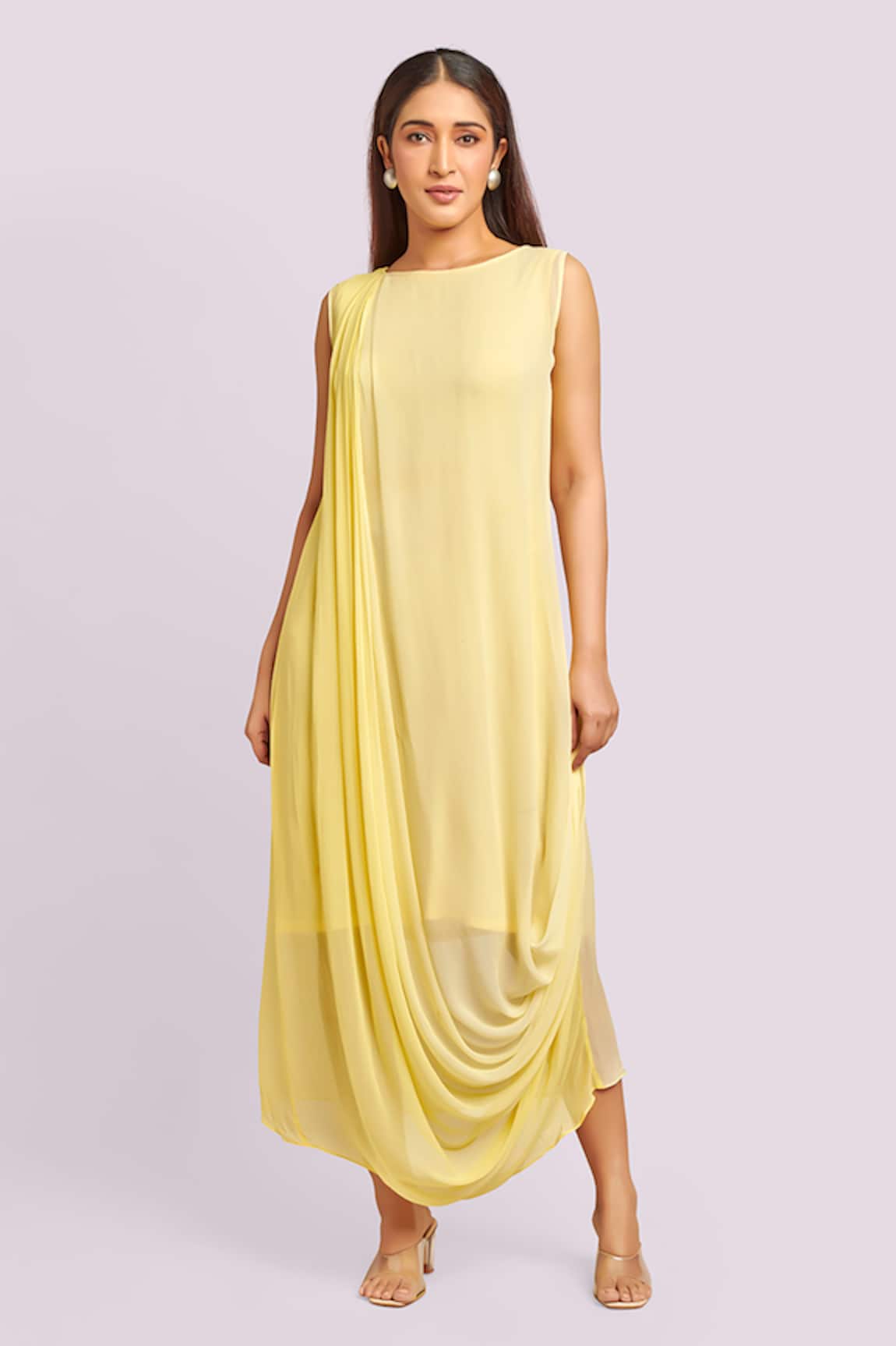 Blue Lotus Design Ombre Drape Midi Dress 