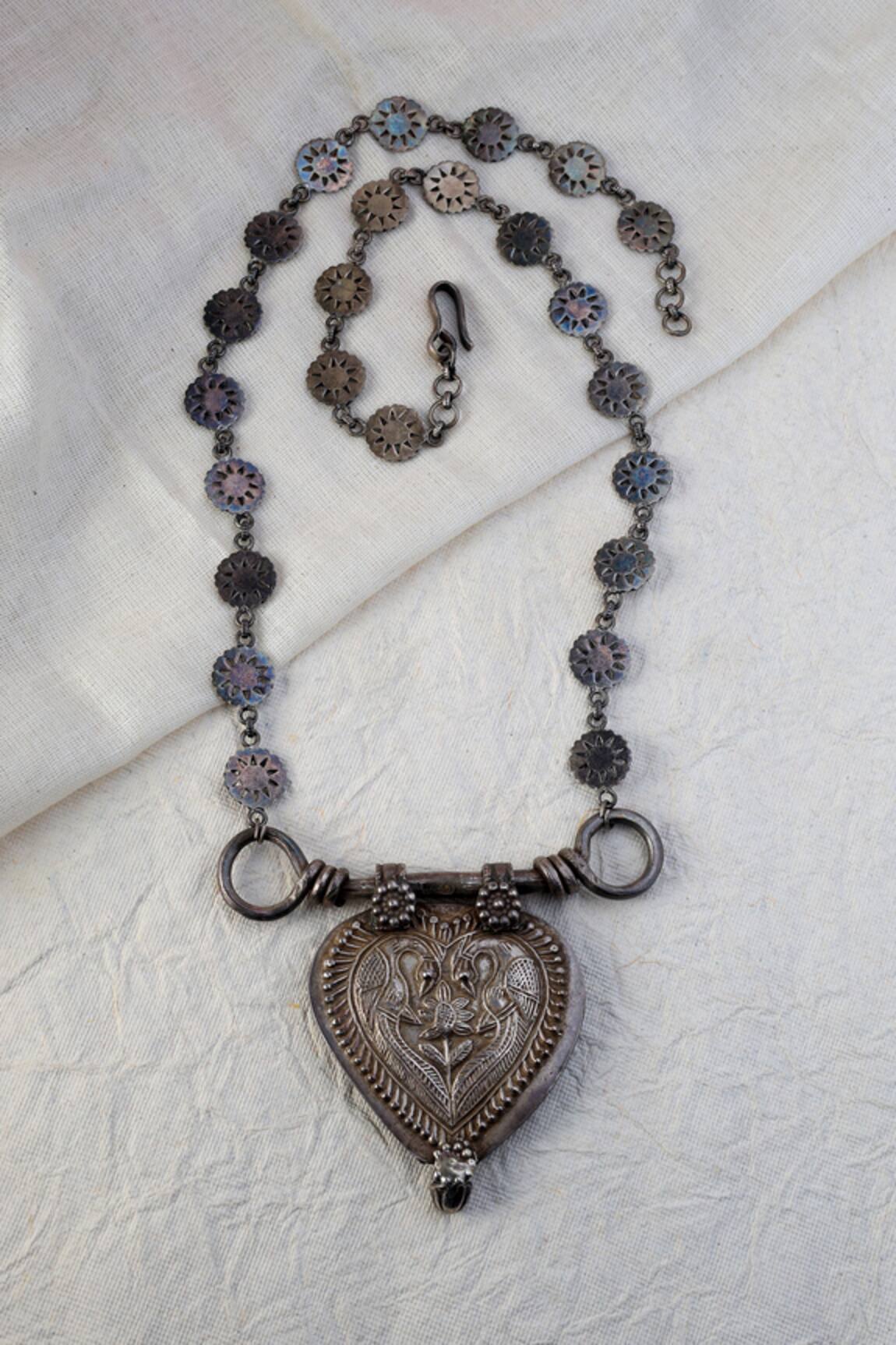 Mero Jewellery Tribal Motif Long Pendant Necklace 