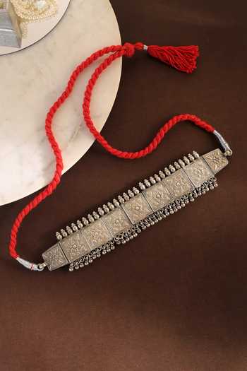 Mero Jewellery Floral Vintage Silver Choker 
