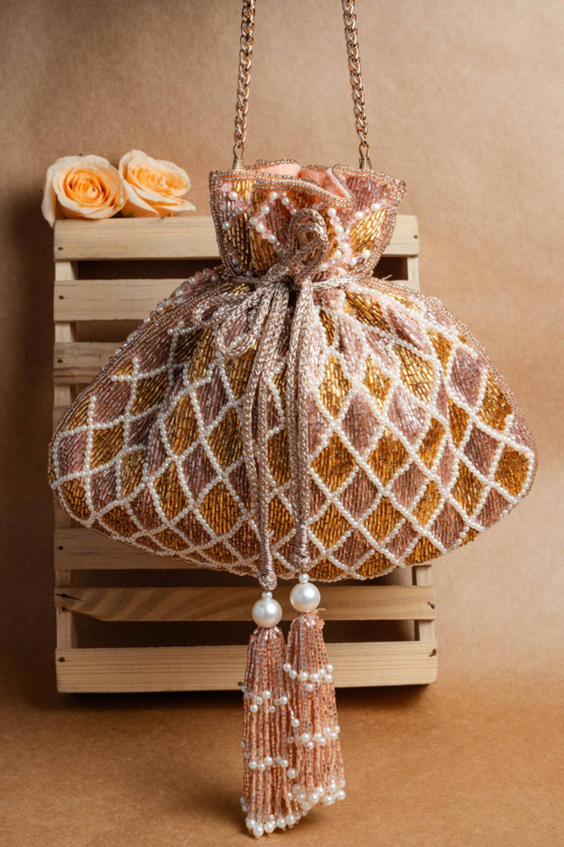 Nayaab By Sonia Cruzado Blush Potli Bag