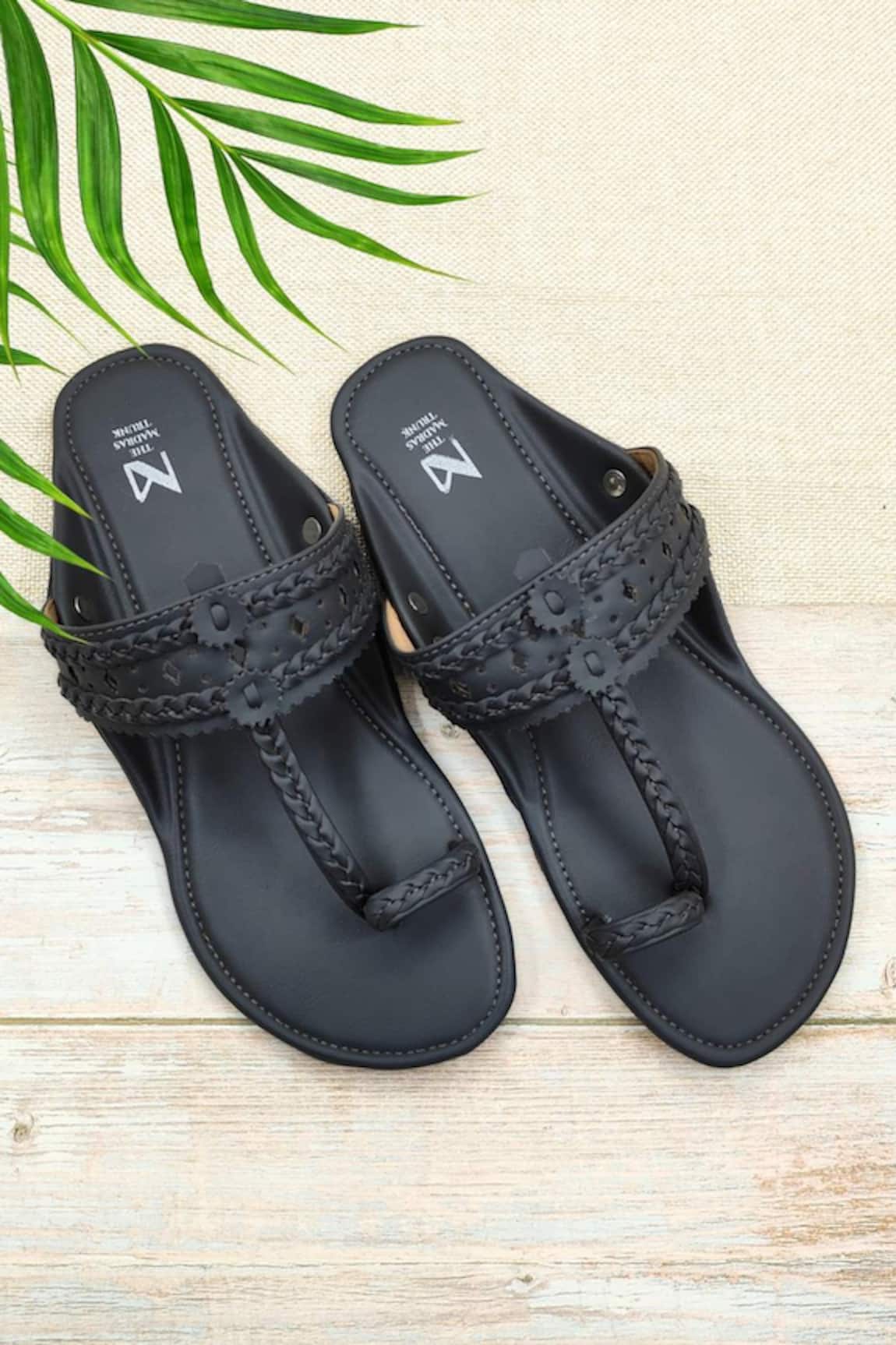 The Madras Trunk Haiku Rang Black Kolhapuri Flats 