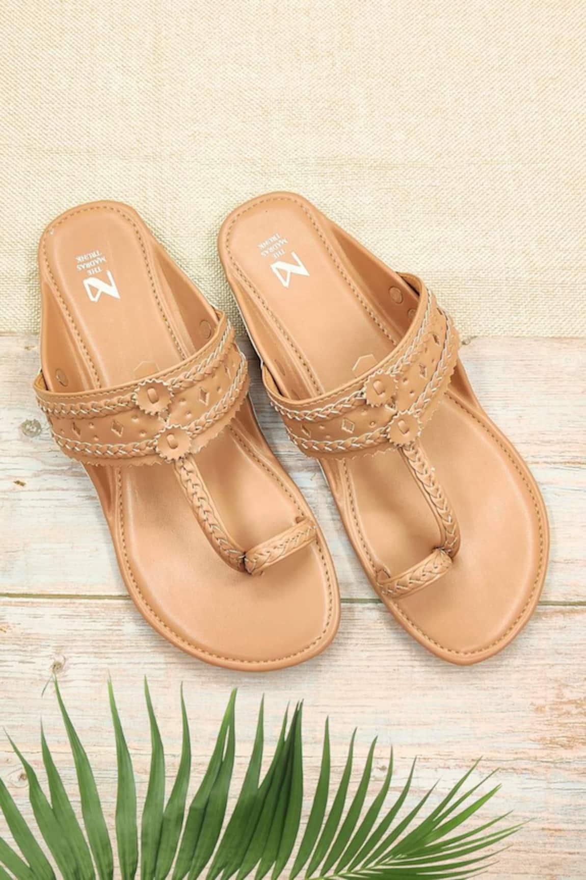 The Madras Trunk Tan Kolhapuri Flat Sandals 