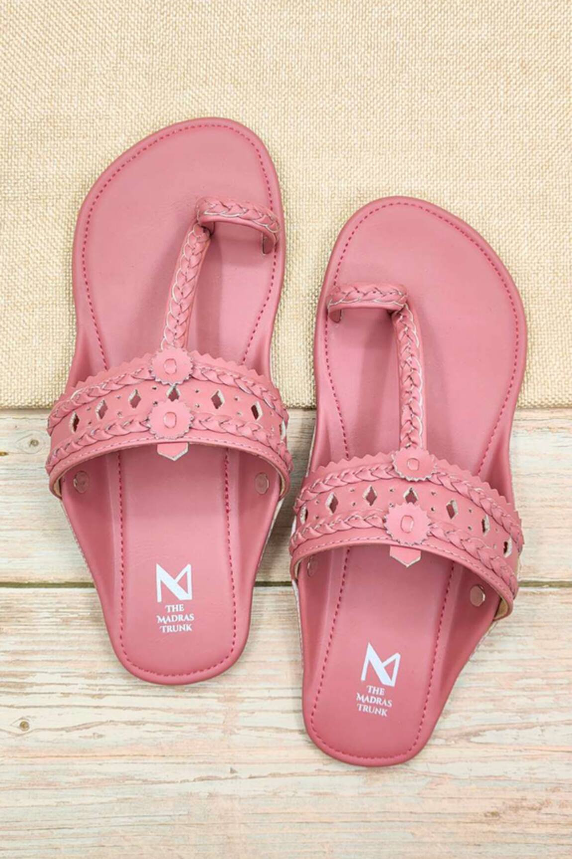 The Madras Trunk Light Pink Kolhapuri Flats 