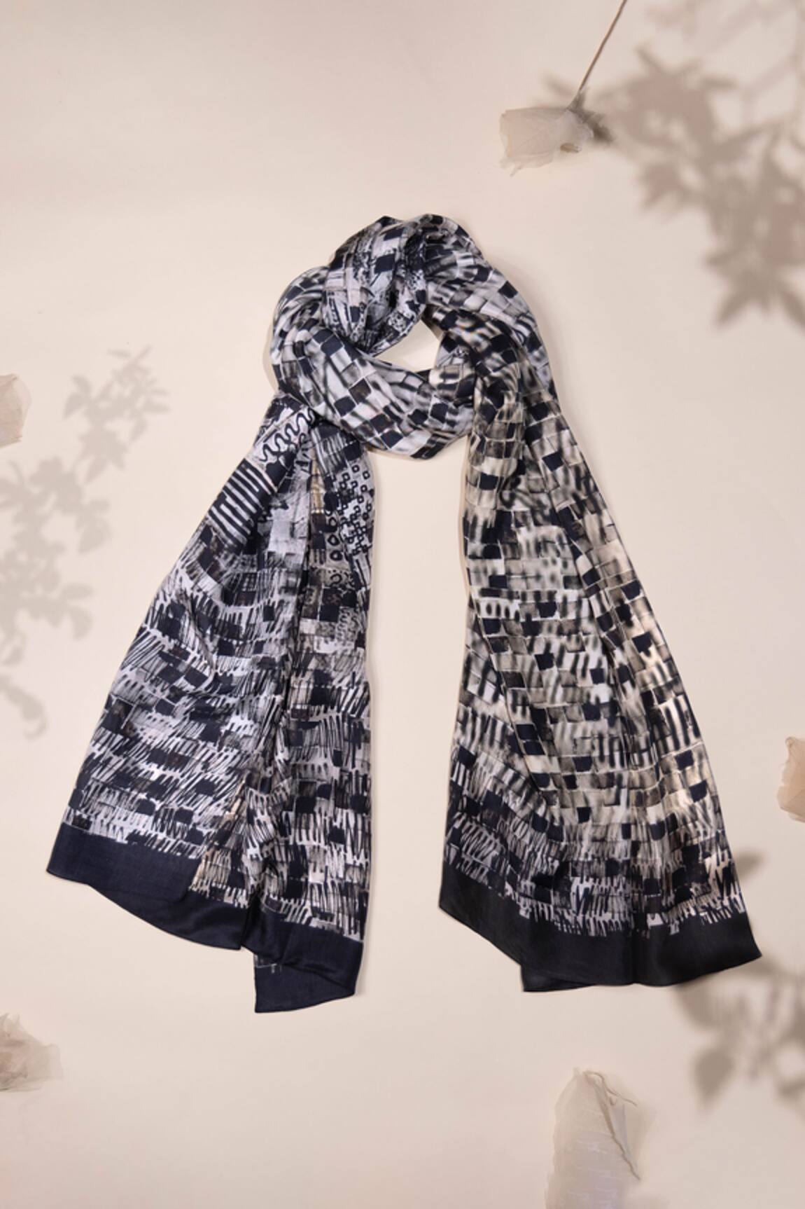 Unallume By Nisha Monochrome Metropolis Silk Scarf