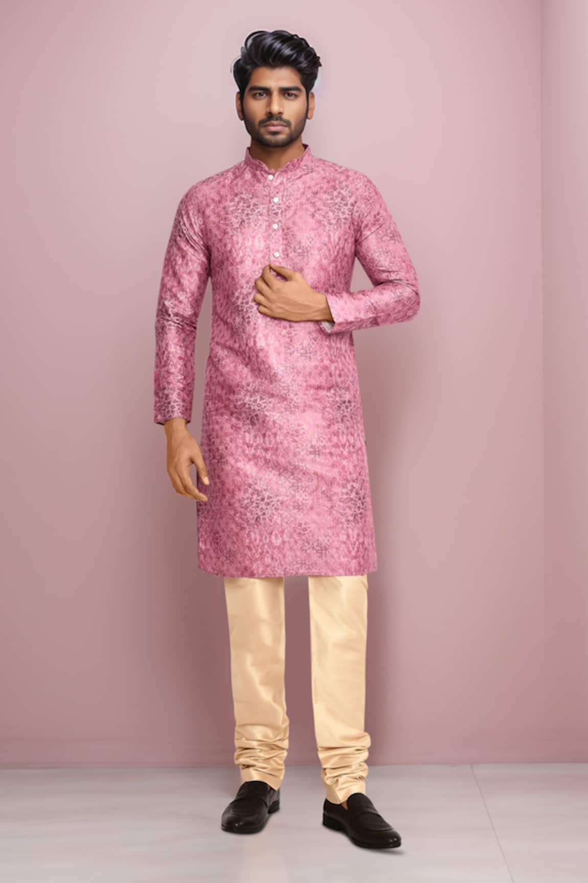 Arihant Rai Sinha Pink Silk Blend Long Kurta 