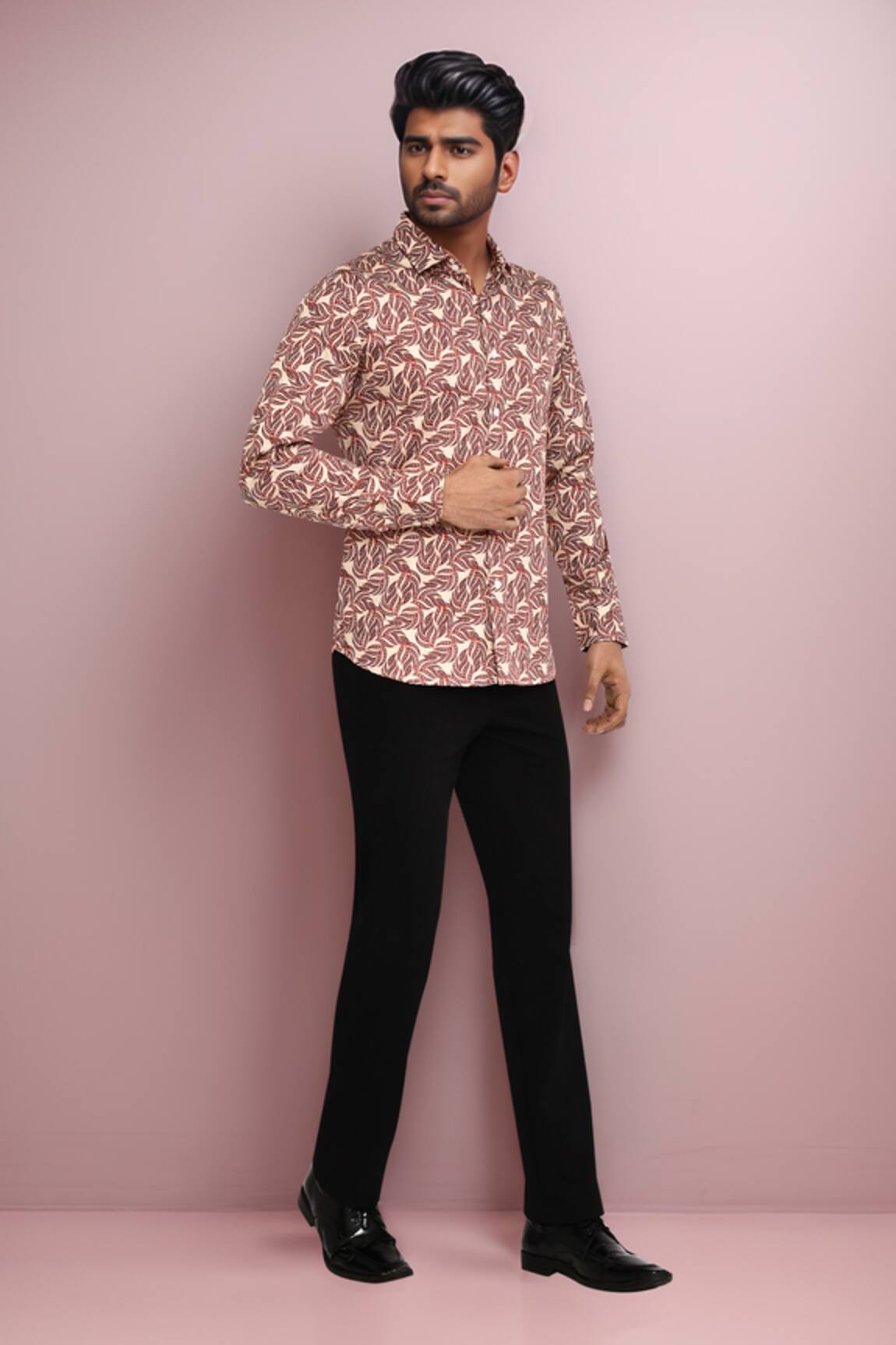 Aryavir Malhotra Printed Mauve Casual Shirt