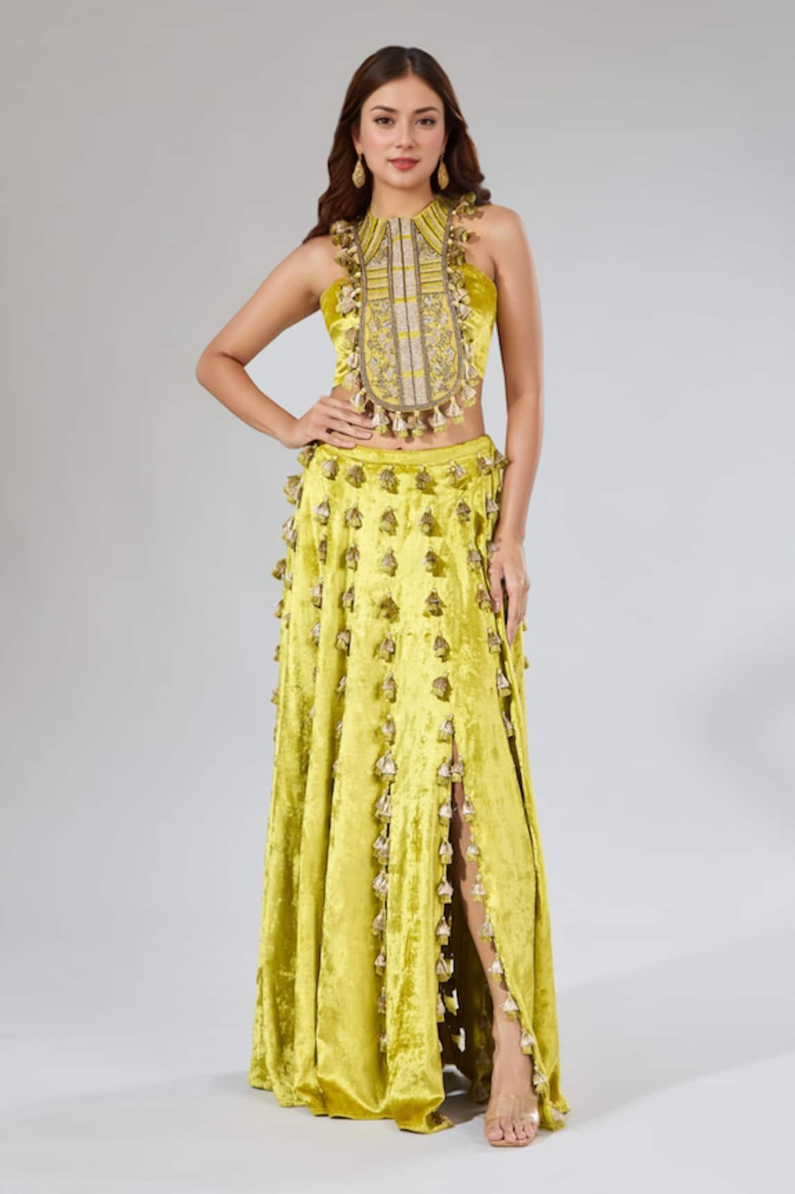 Payal Singhal Floral Vine Embroidered Blouse & Skirt Set 