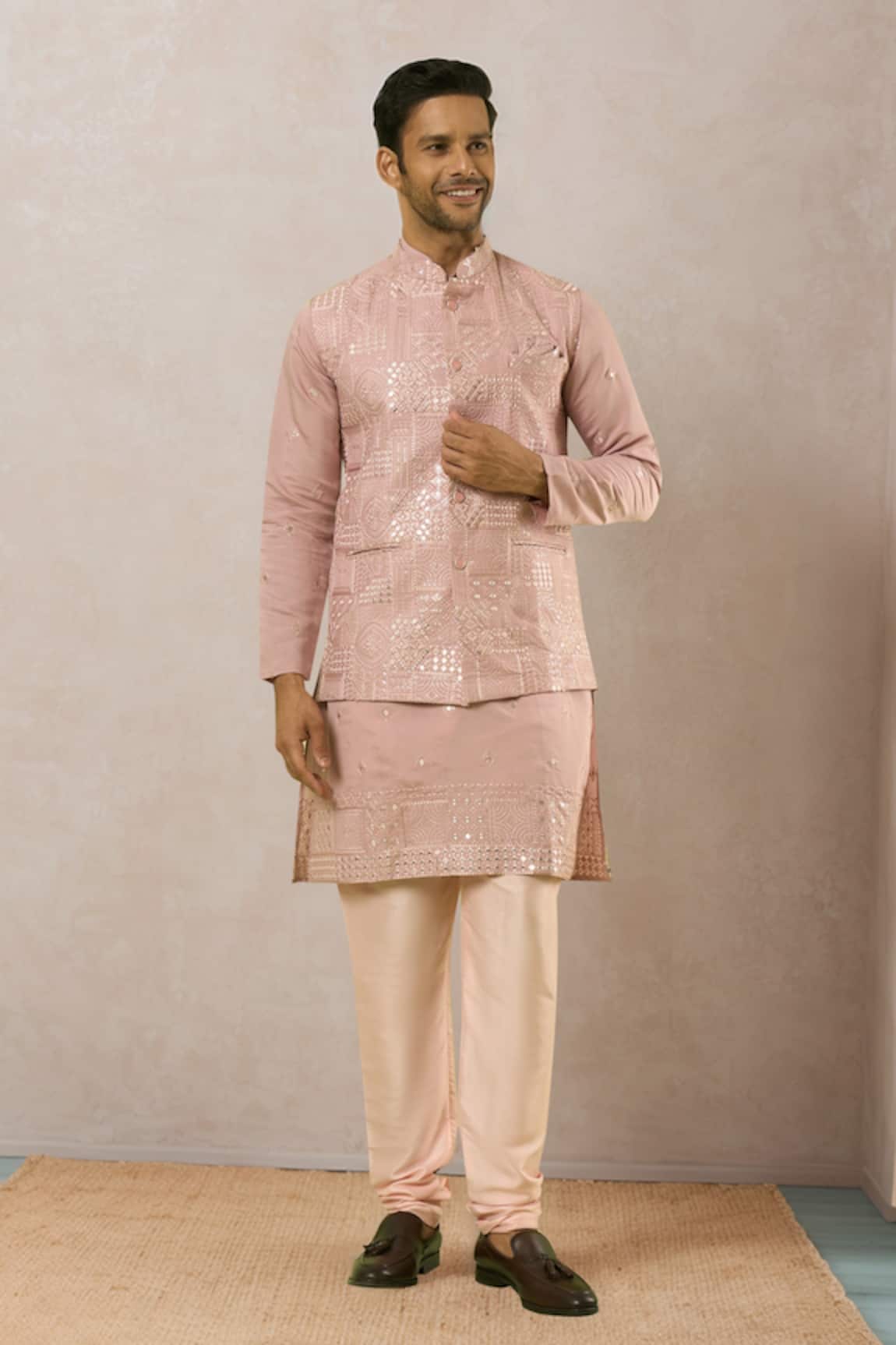 Arihant Rai Sinha Sequin Embroidered Bundi Kurta Set 