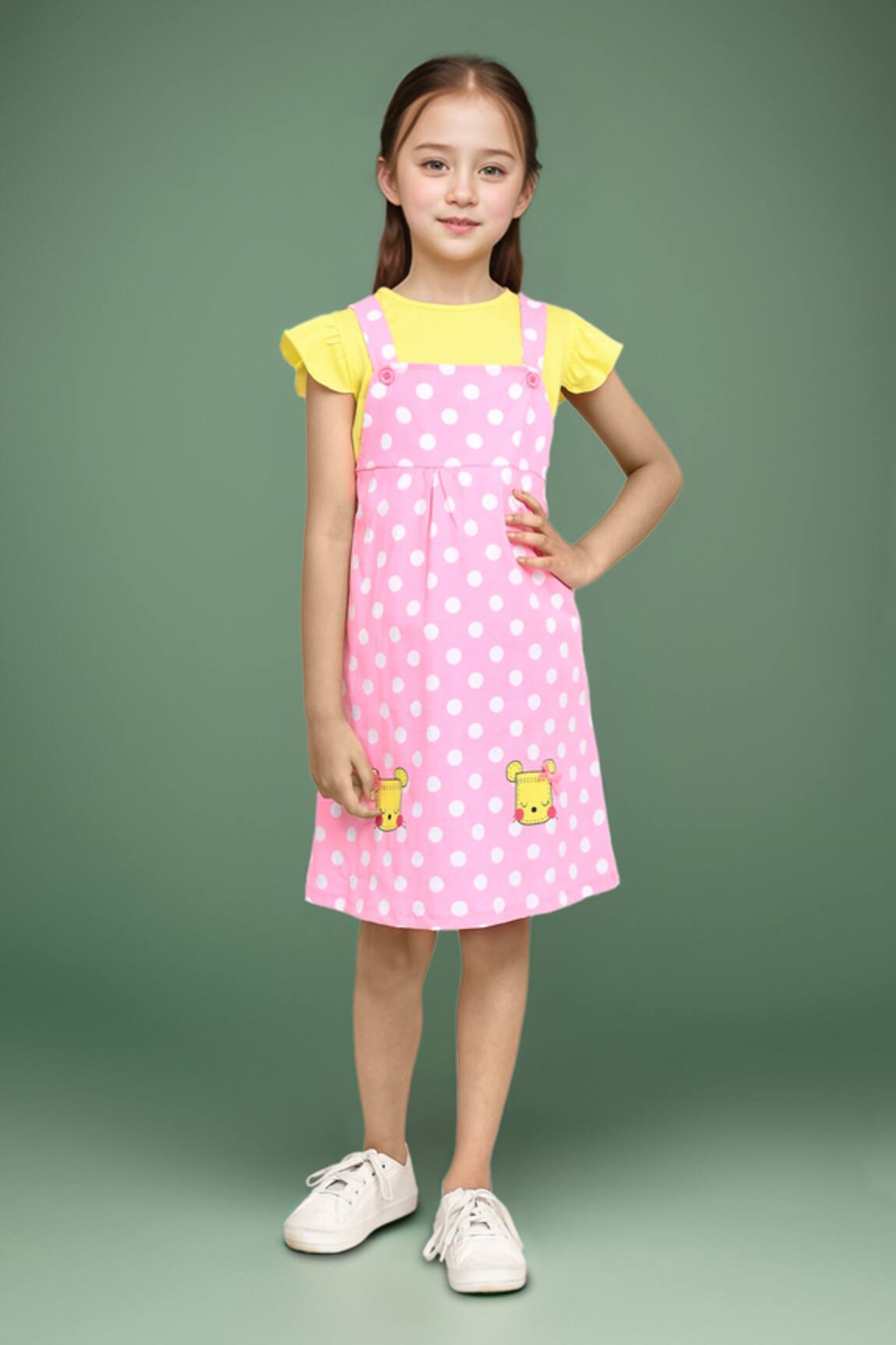 Samyukta Singhania Polka Dungarees Dress Set 