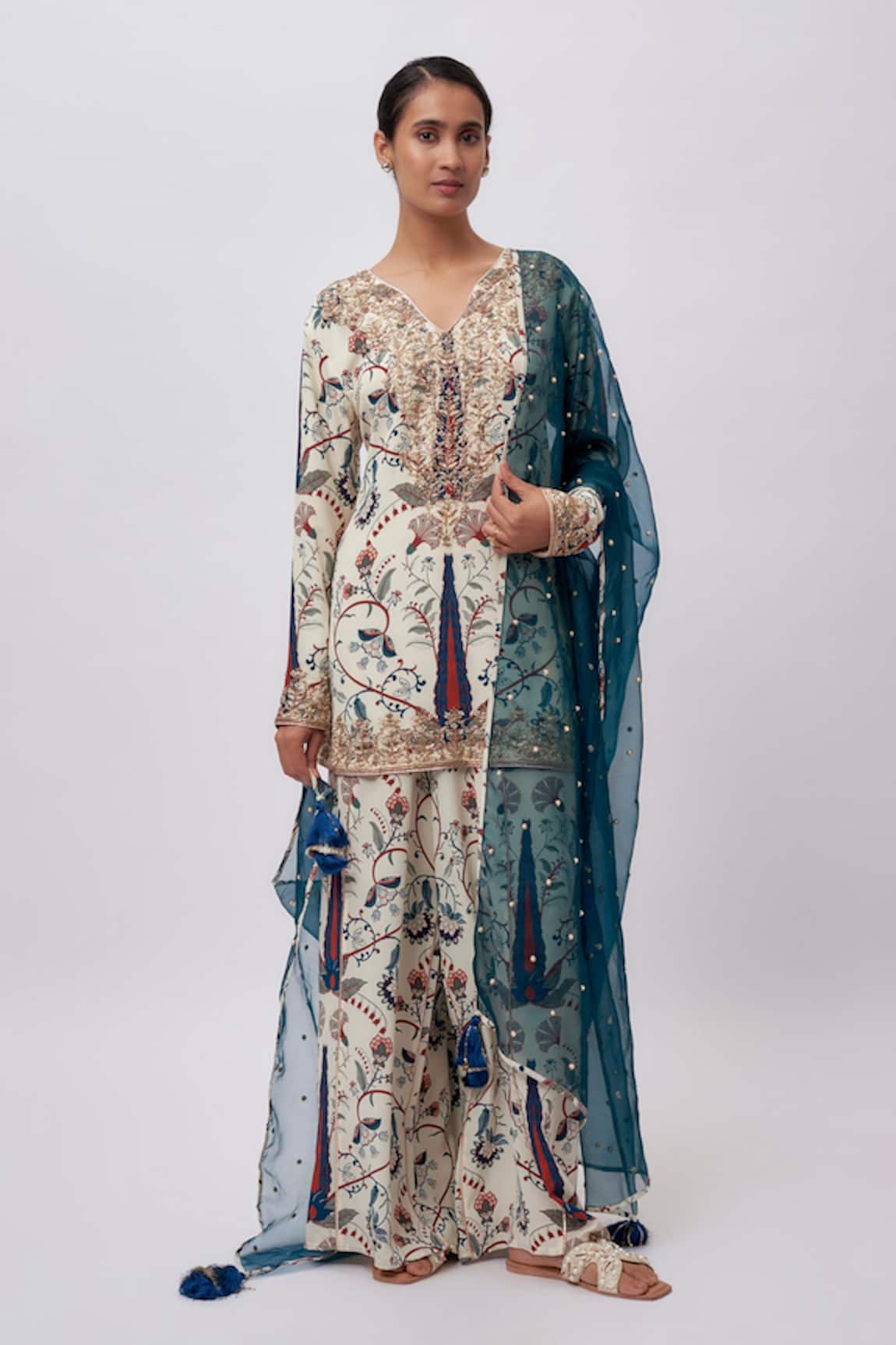 Payal Singhal Blue Forest Whisper Print Kurta Set 