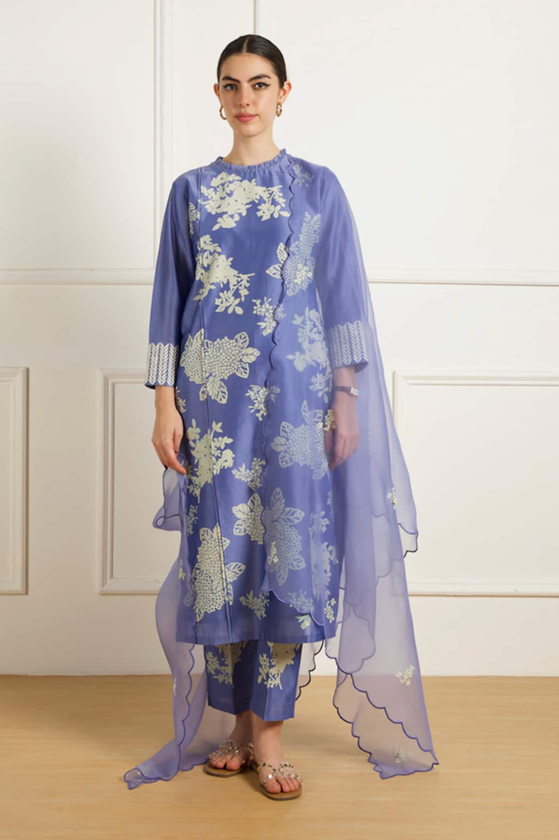 Arcvsh by Pallavi Singh Twilight Pleated Tunic & Printed Pants Set 