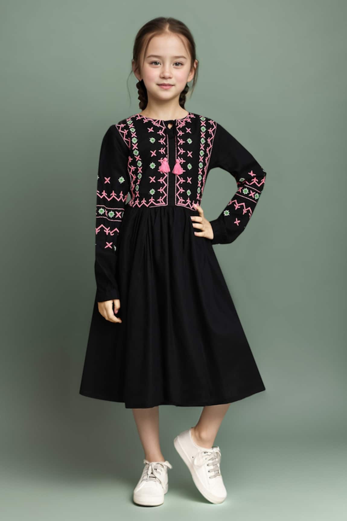 Samyukta Singhania Girls Cotton Fit And Flare Dress 