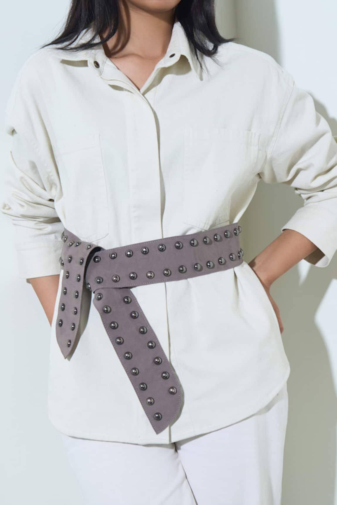 Trov Suede Studded Designer Belt 