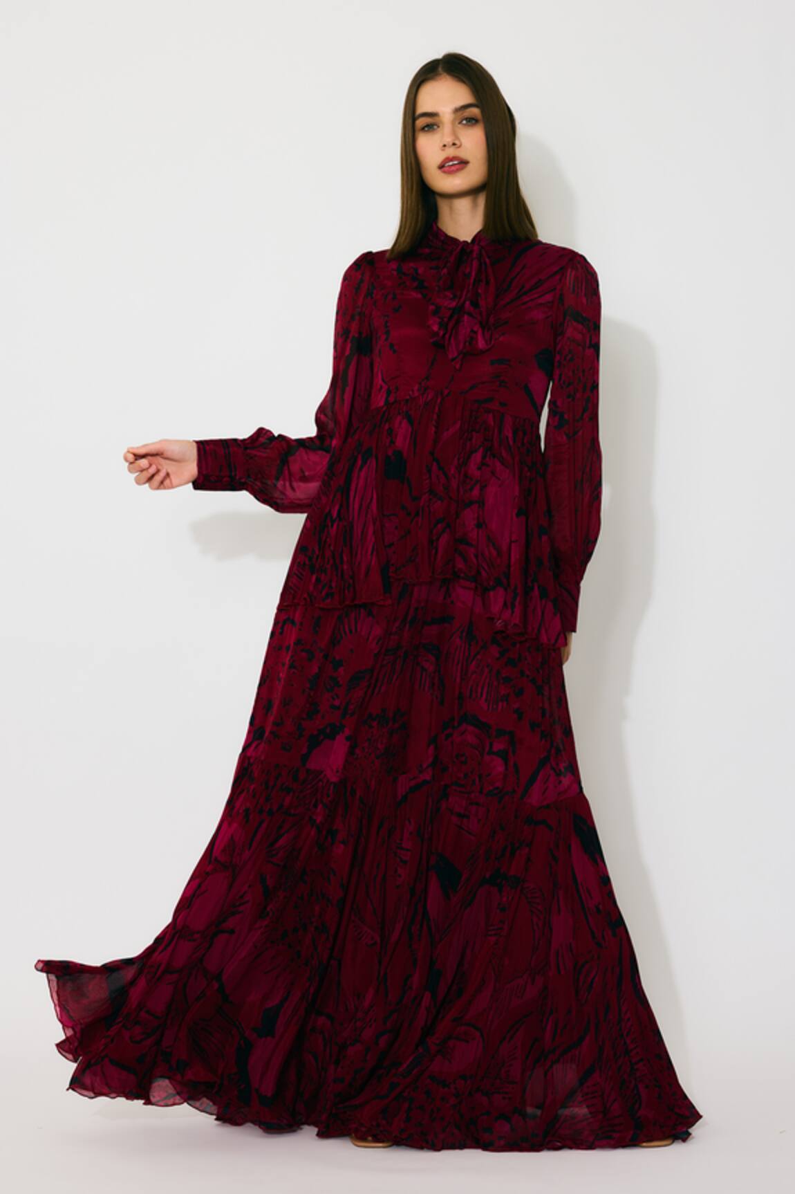 KoAi Floral Chiffon Maxi Dress 