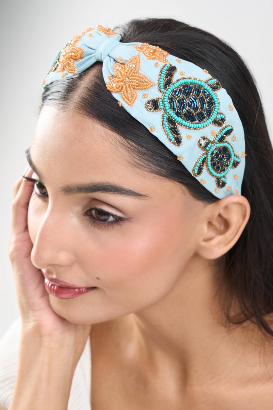 Nazaakat By Samara Singh Embroidered Turtle & Starfish Hairband 