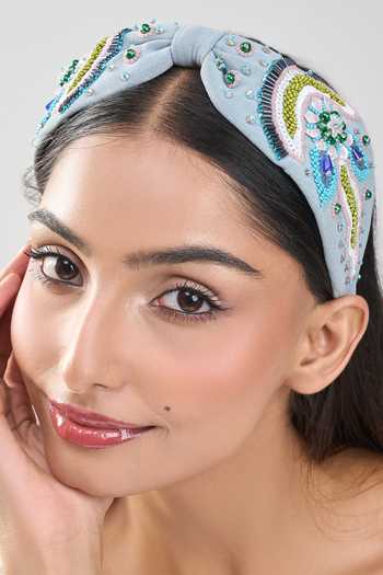 Nazaakat By Samara Singh Embroidered Leaf & Flower Design Hairband 