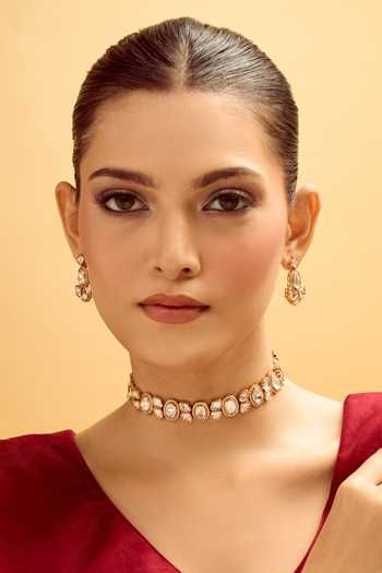 Nazaakat By Samara Singh Gold & White Stone Embellished Jewellery Set 
